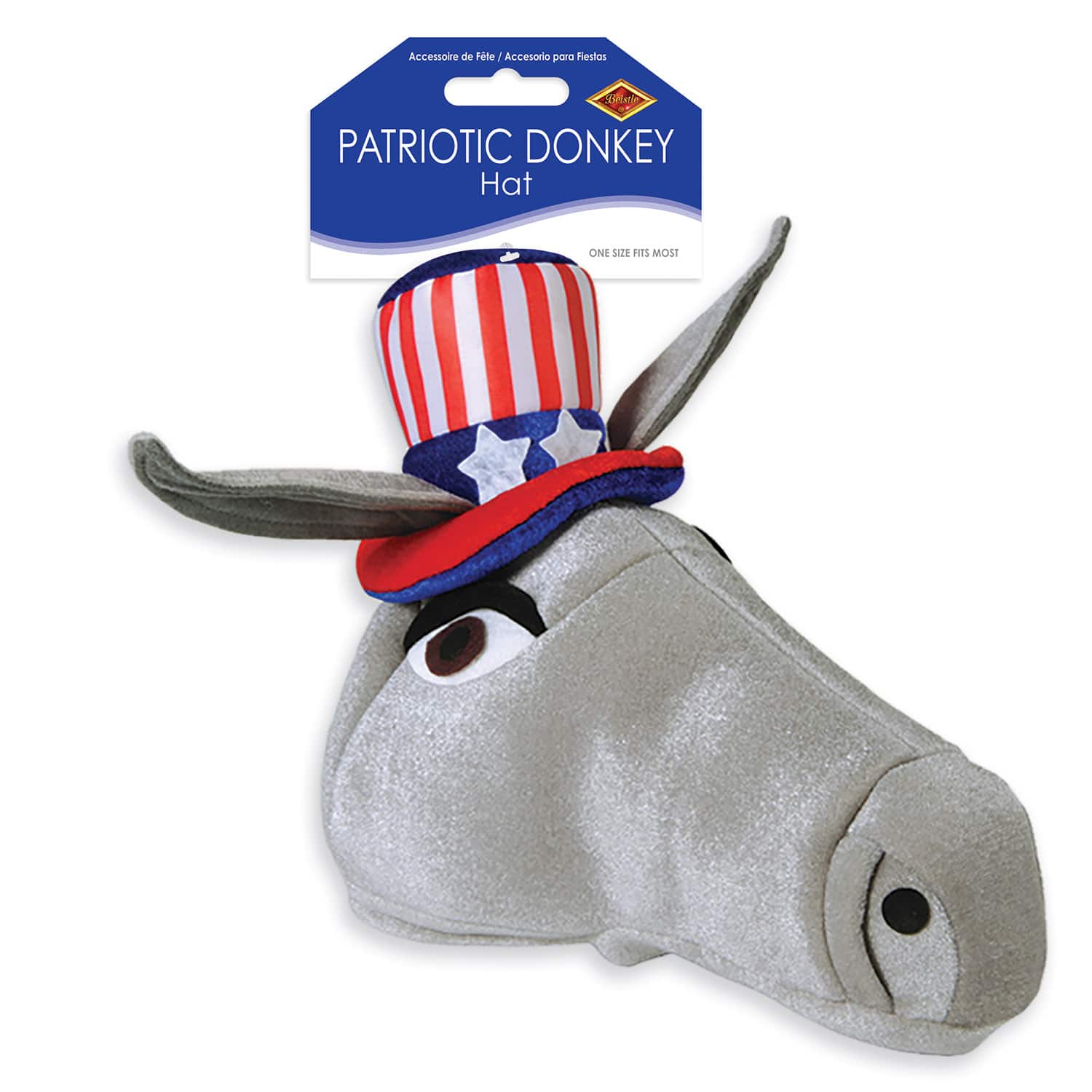 Beistle Adult Patriotic Donkey Plush Hat