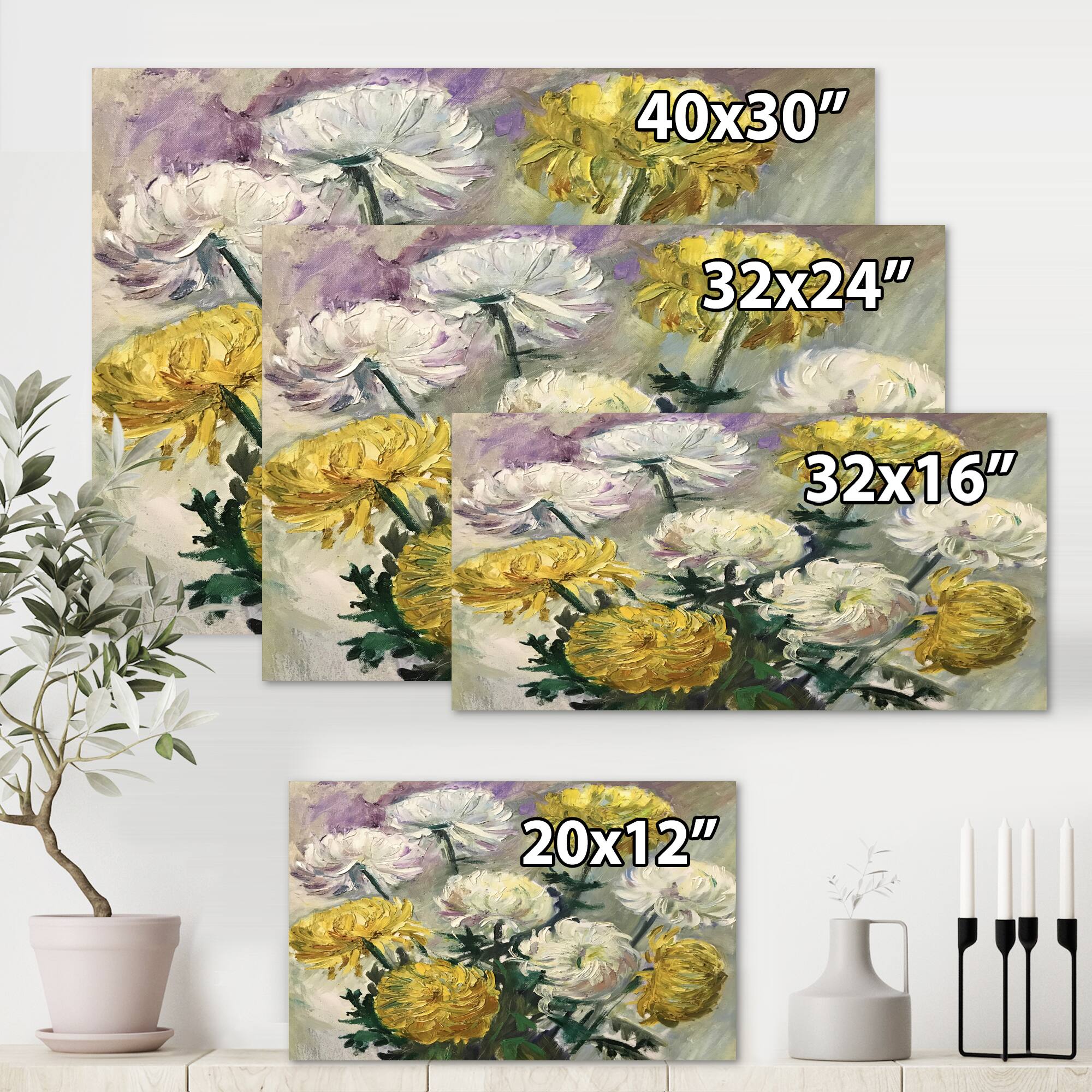 Designart - White and Golden Daisies
