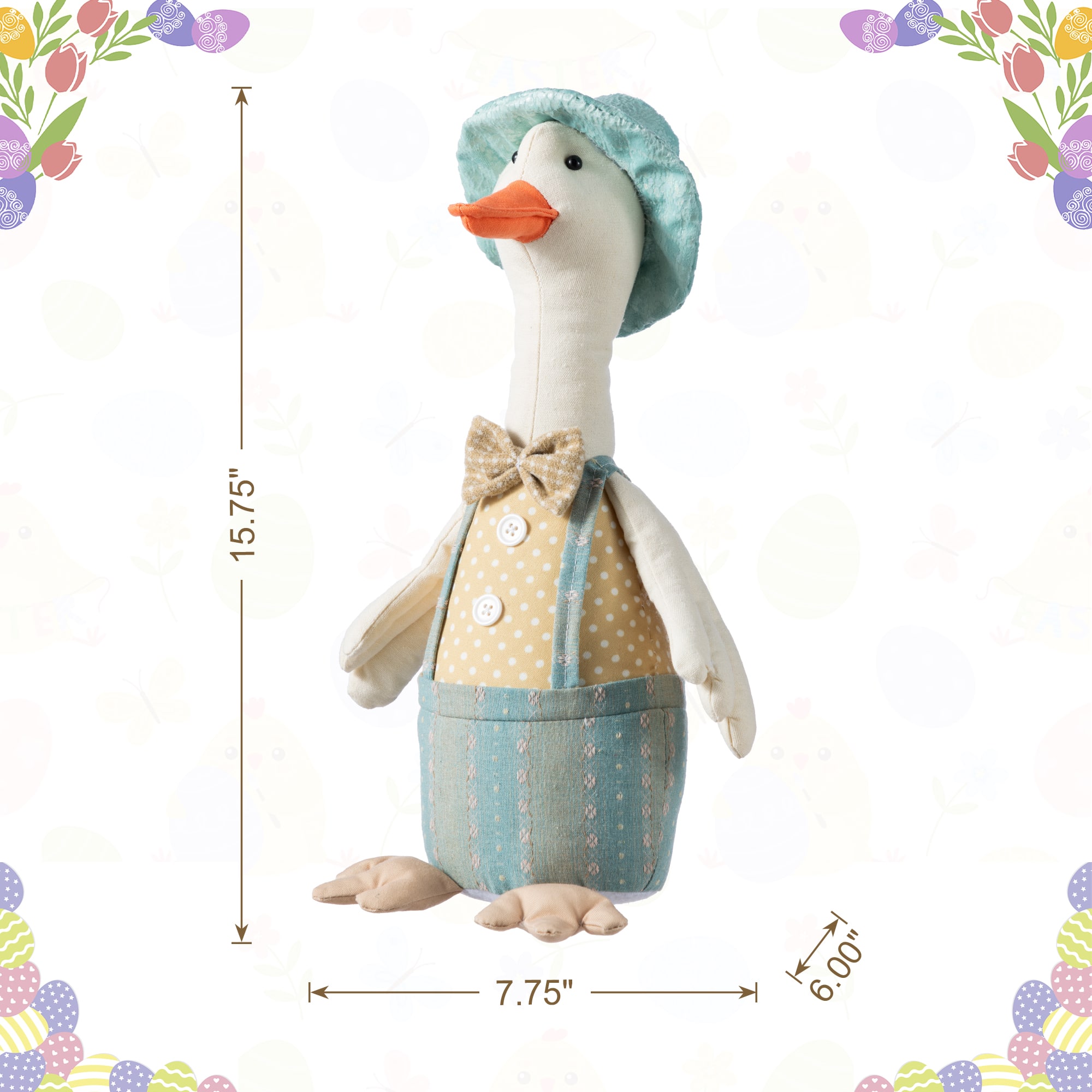 Glitzhome® 15.75" Easter Fabric Boy Duck Figurine