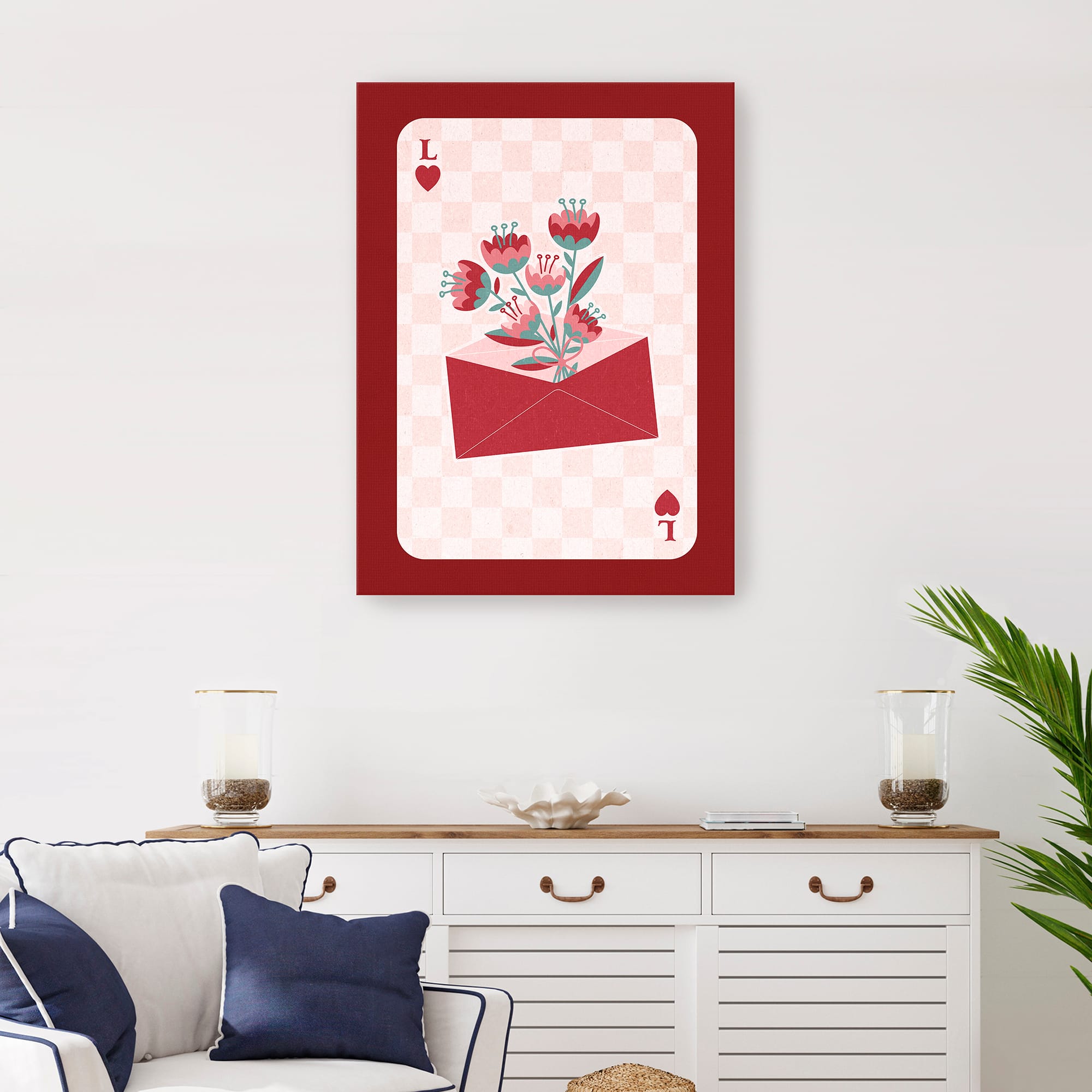 Retro Love Card - Flower Envelop Canvas Giclée Art