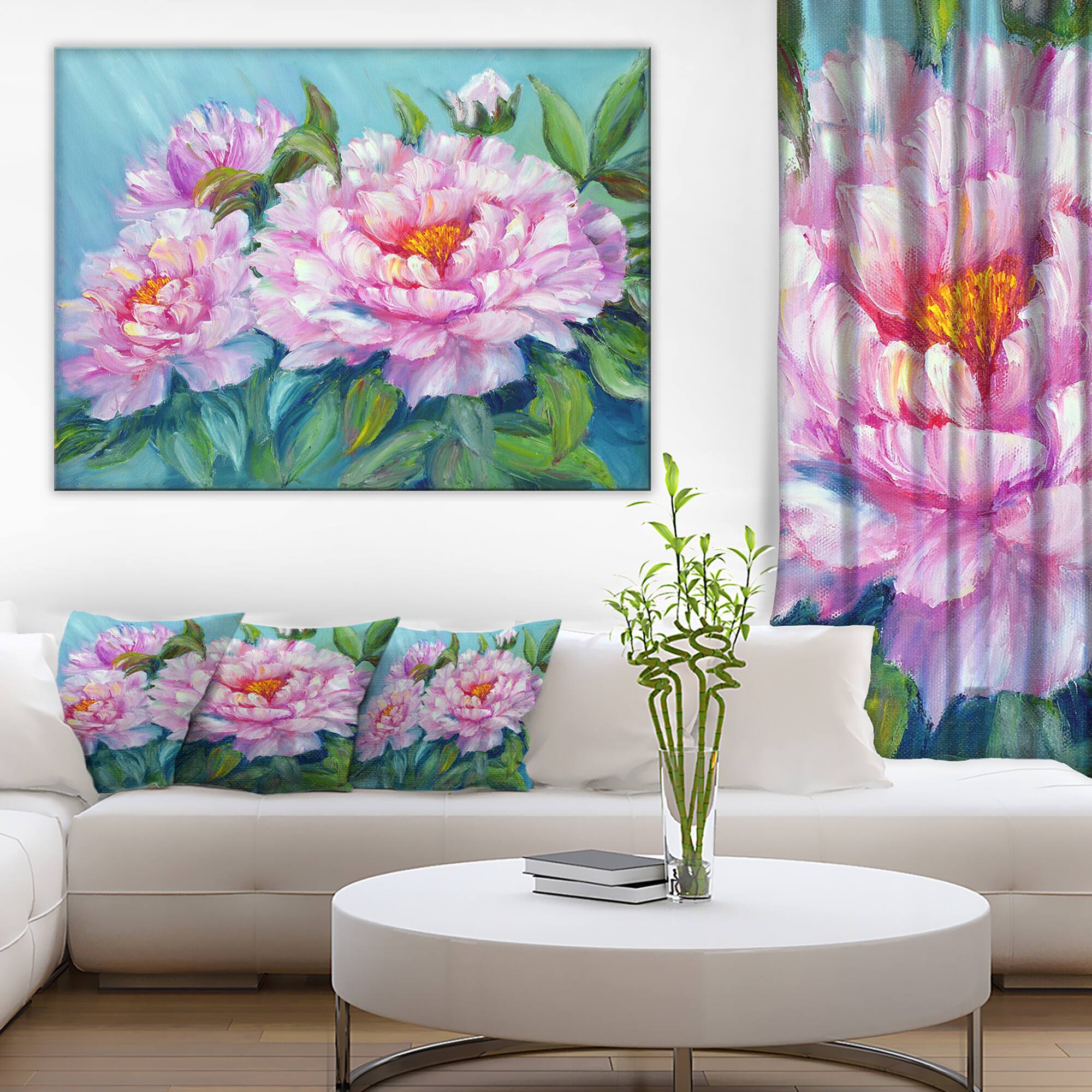 Designart - Pink Peonies - Floral Art Canvas Print