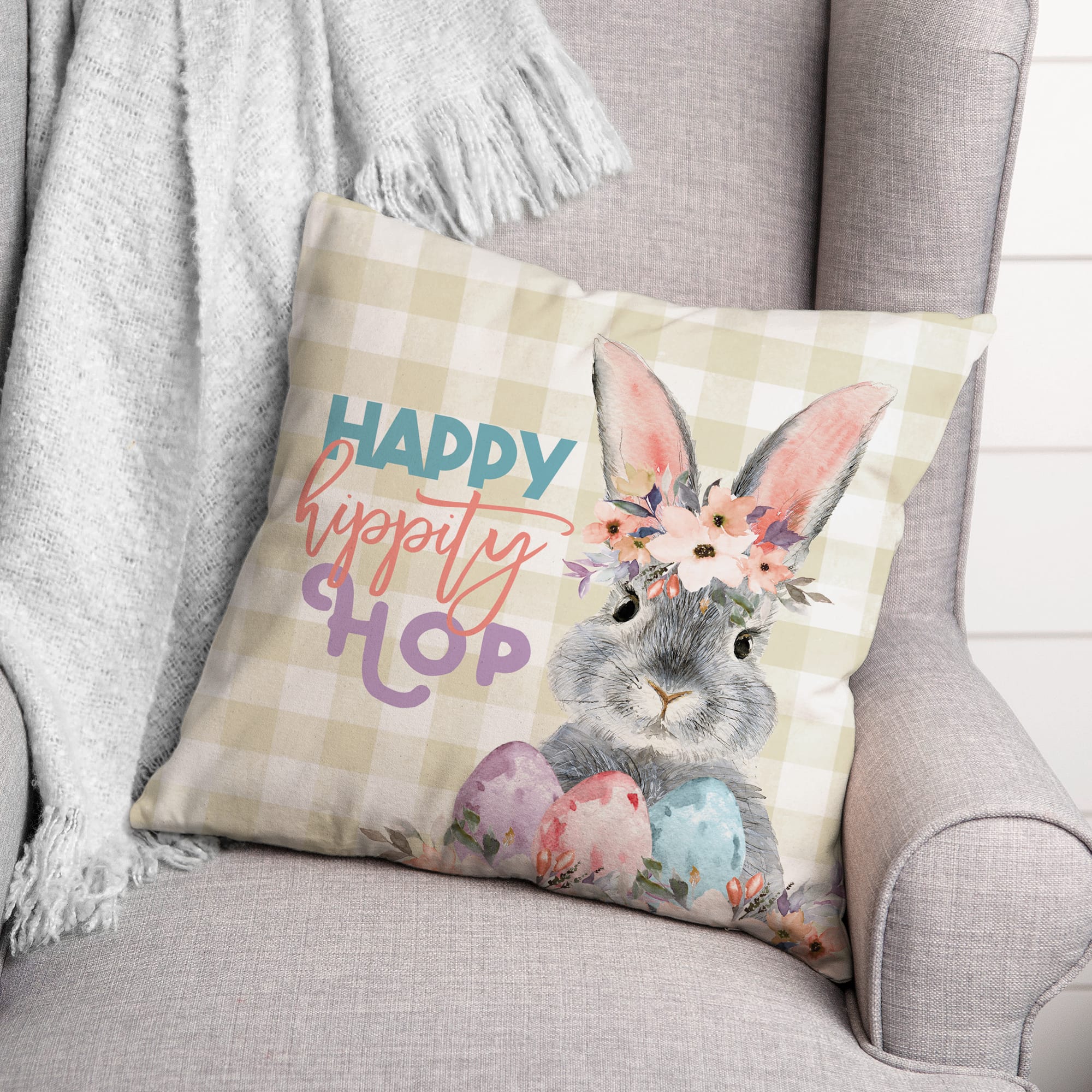 Happy Hippity Hop 18" x 18" Indoor / Outdoor Pillow