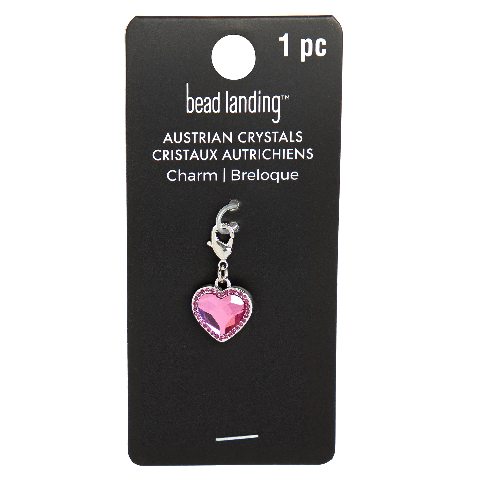 Dark Rose Filagree Heart Austrian Crystal Charm by Bead Landing™