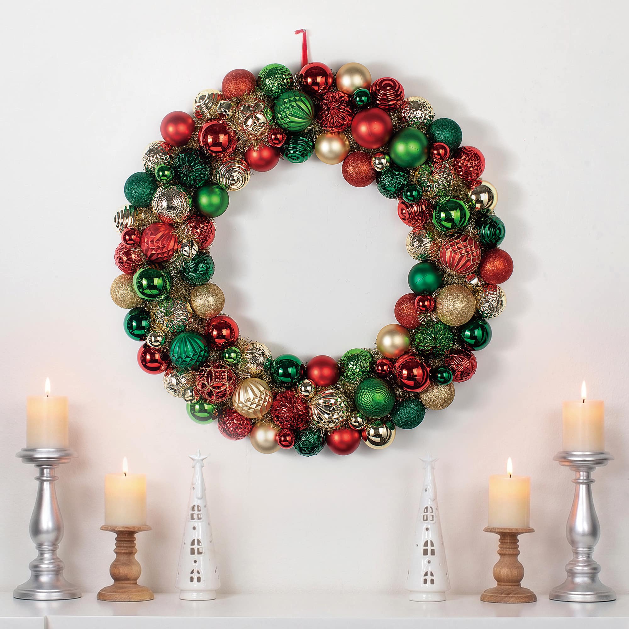 30" Red, Green & Gold Ornaments Wreath by Ashland®
