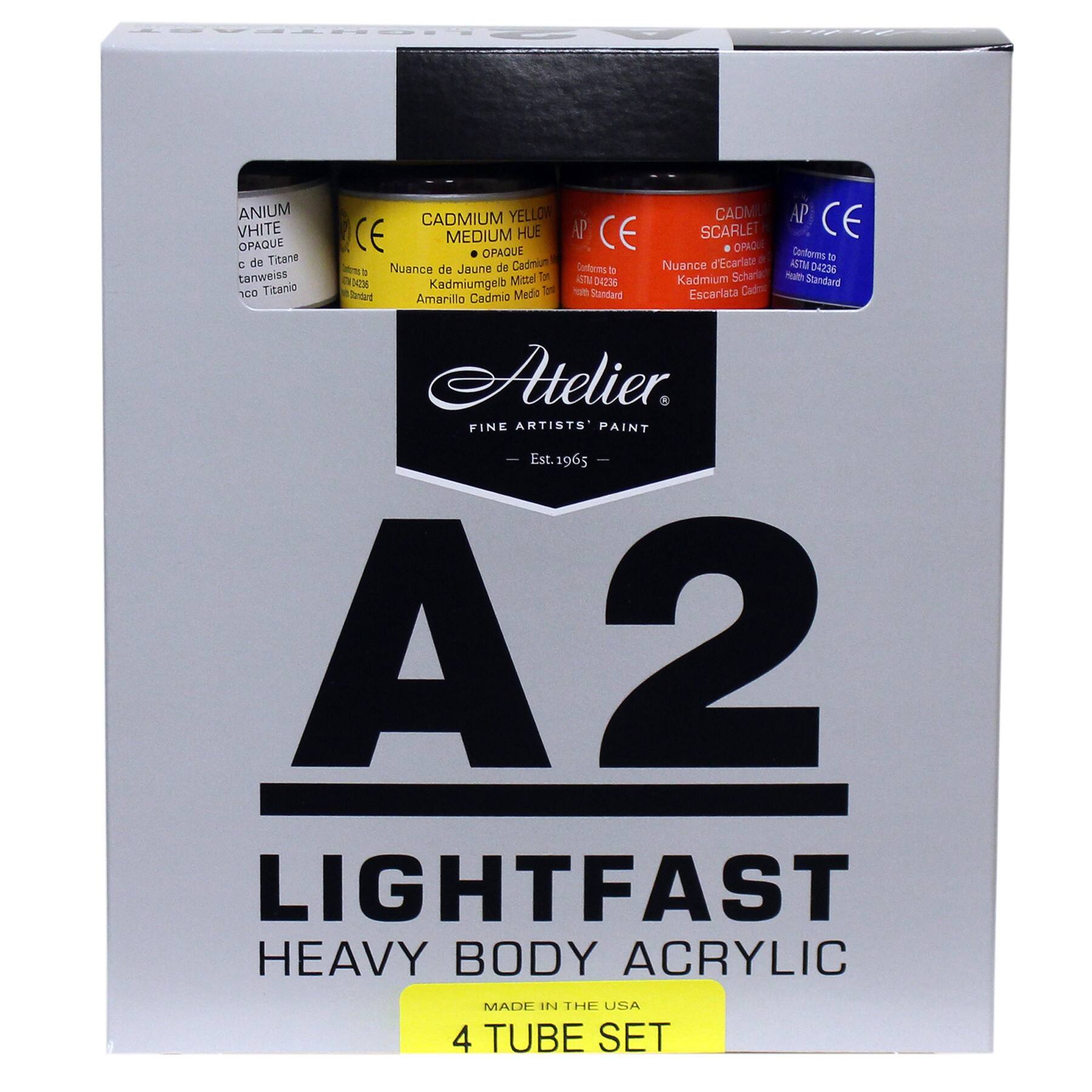 Atelier 4oz. A2 4 Color Heavy Body Lightfast Artist Acrylic Set