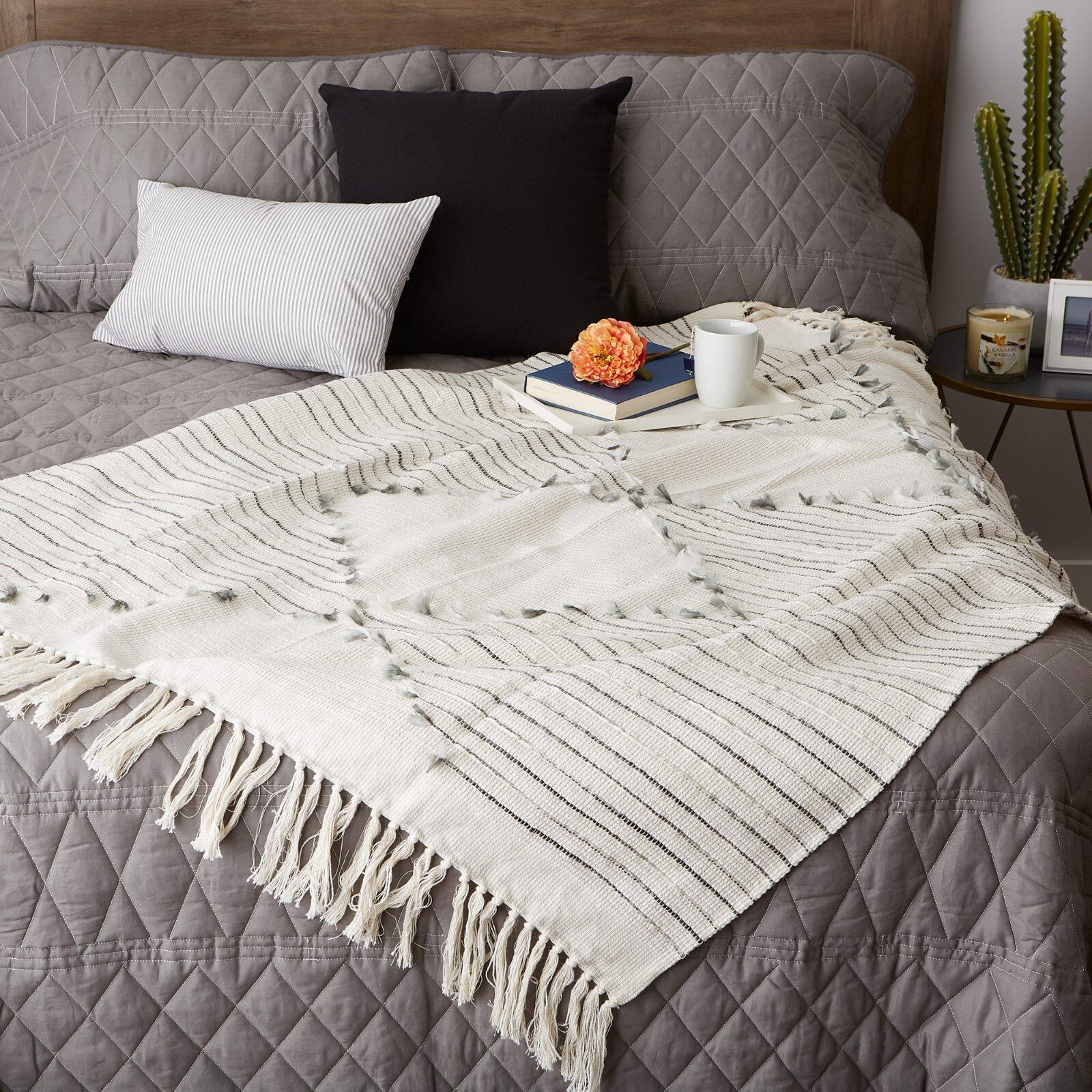 DII® Black & Gray Diamond Cut Throw