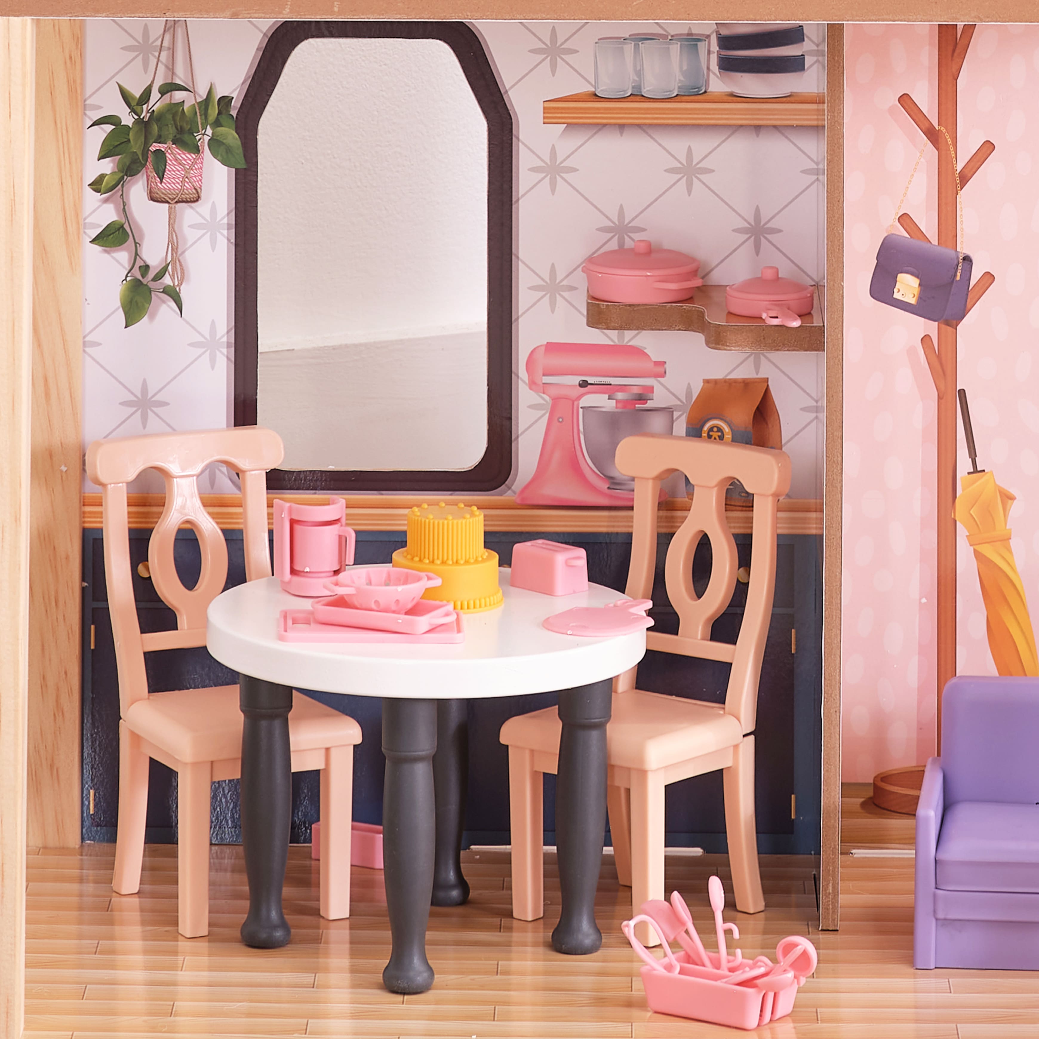 KidKraft Bella View Wooden Dollhouse with Rooftop Deck & 31 Accessories