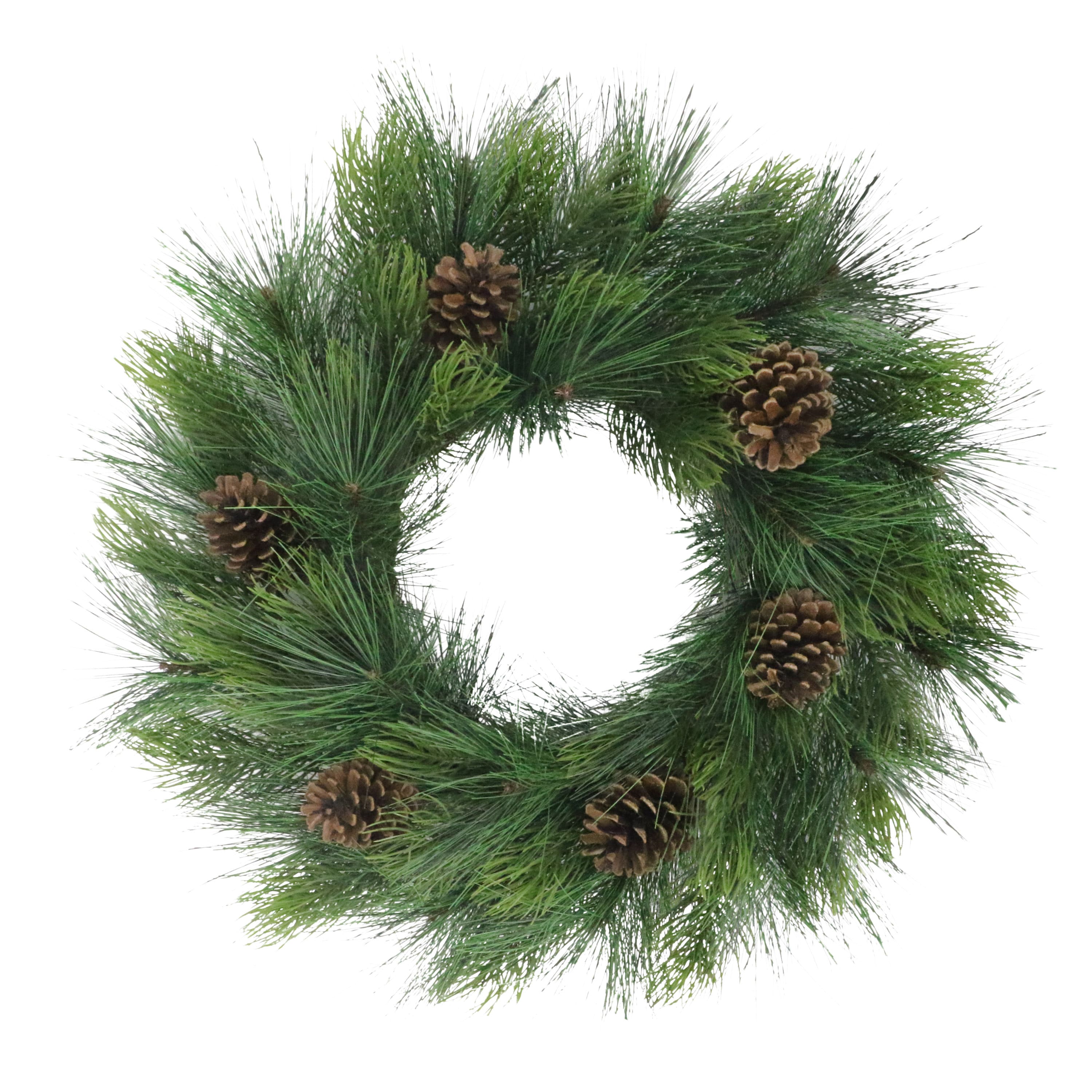24" Green Adorned Artificial Christmas Wreath with Pinecones