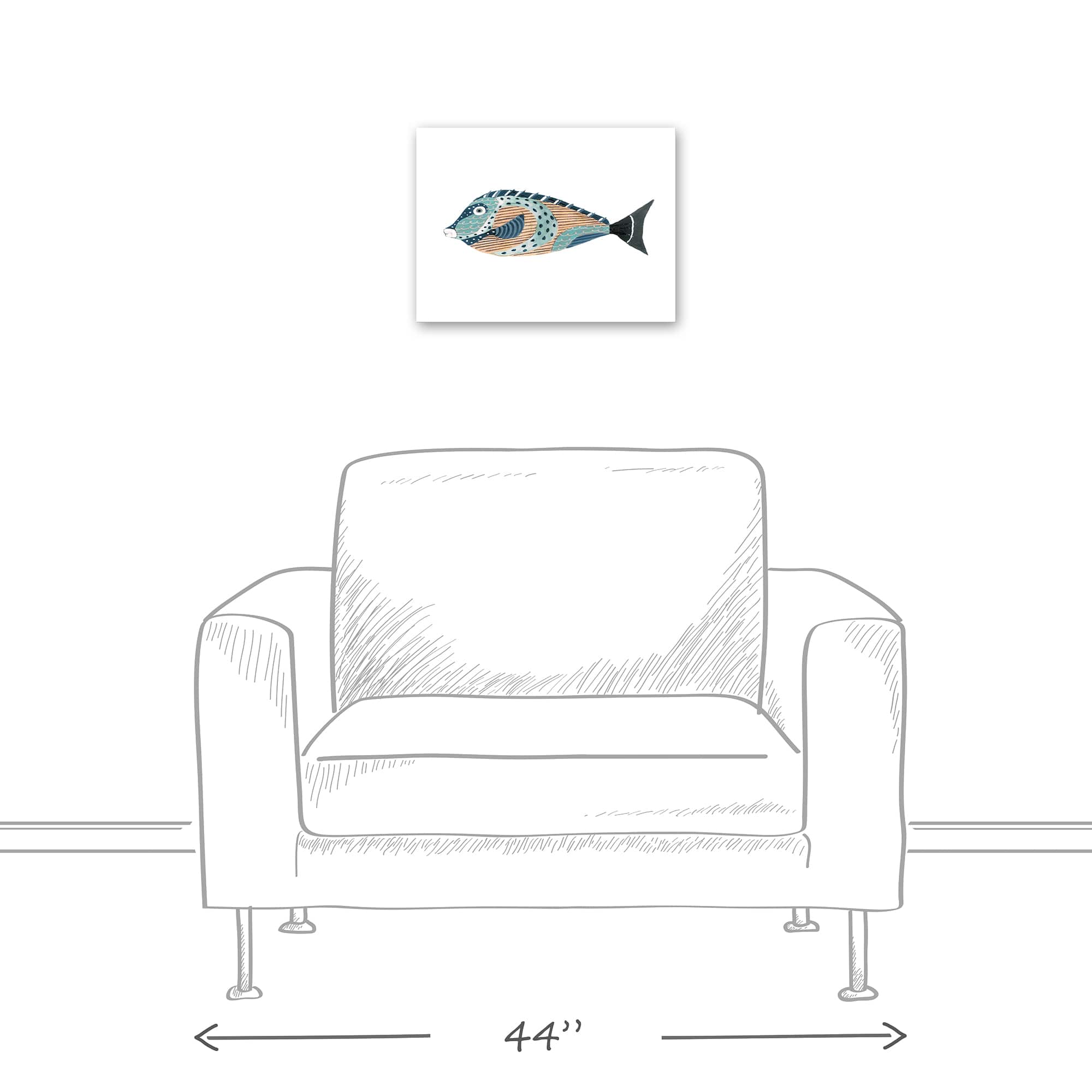 Colorful Patterned Fish 16" x 12" Canvas Wall Art