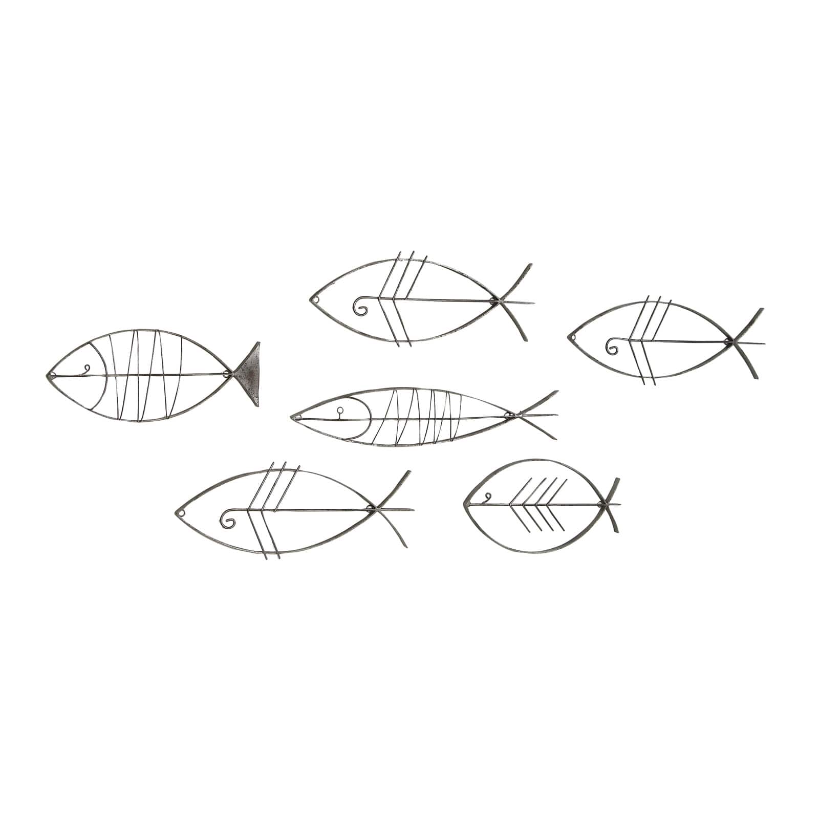 Set of 6 Black Metal Industrial Abstract Wall Decor, 16", 20", 24"