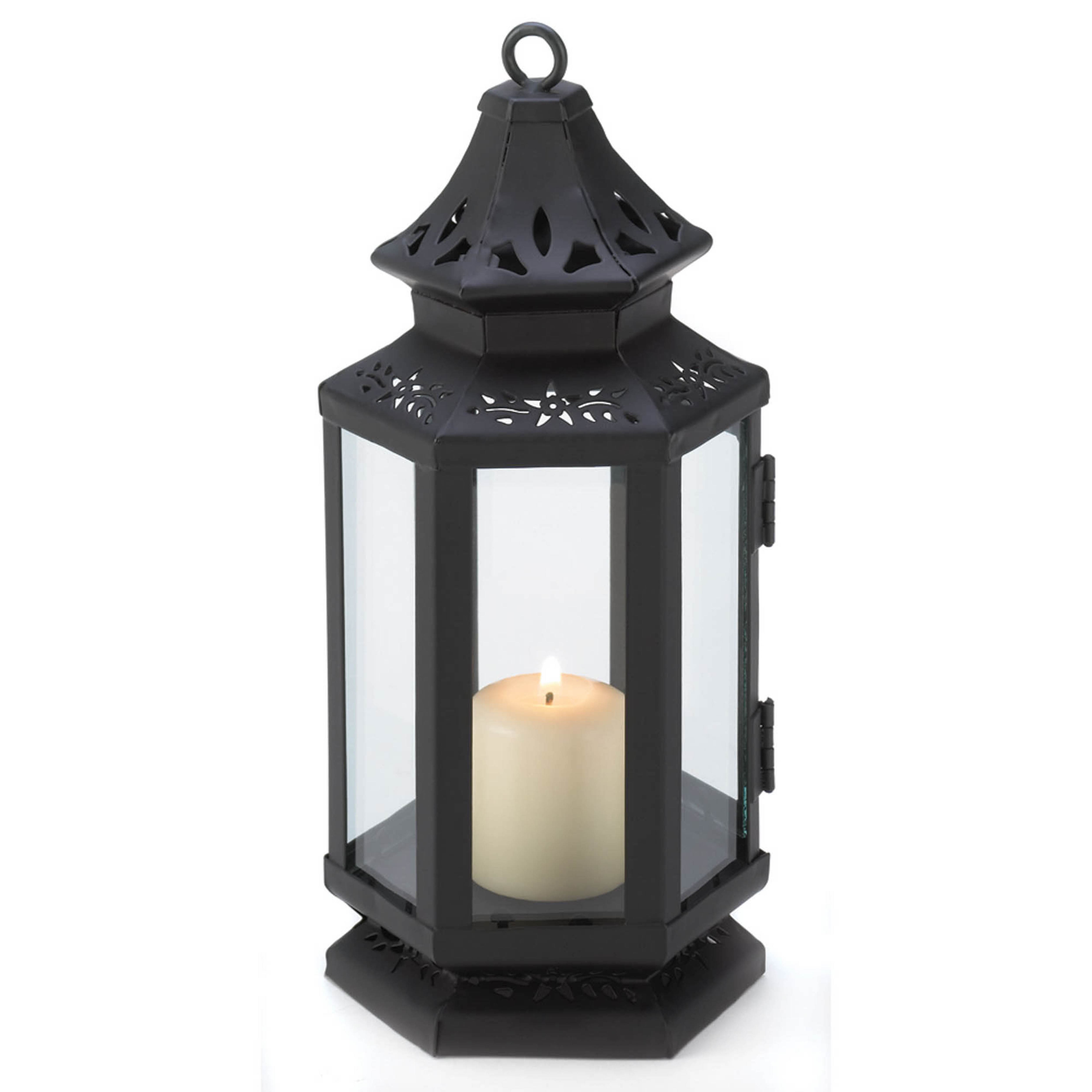 8" Black Metal Stagecoach Lantern