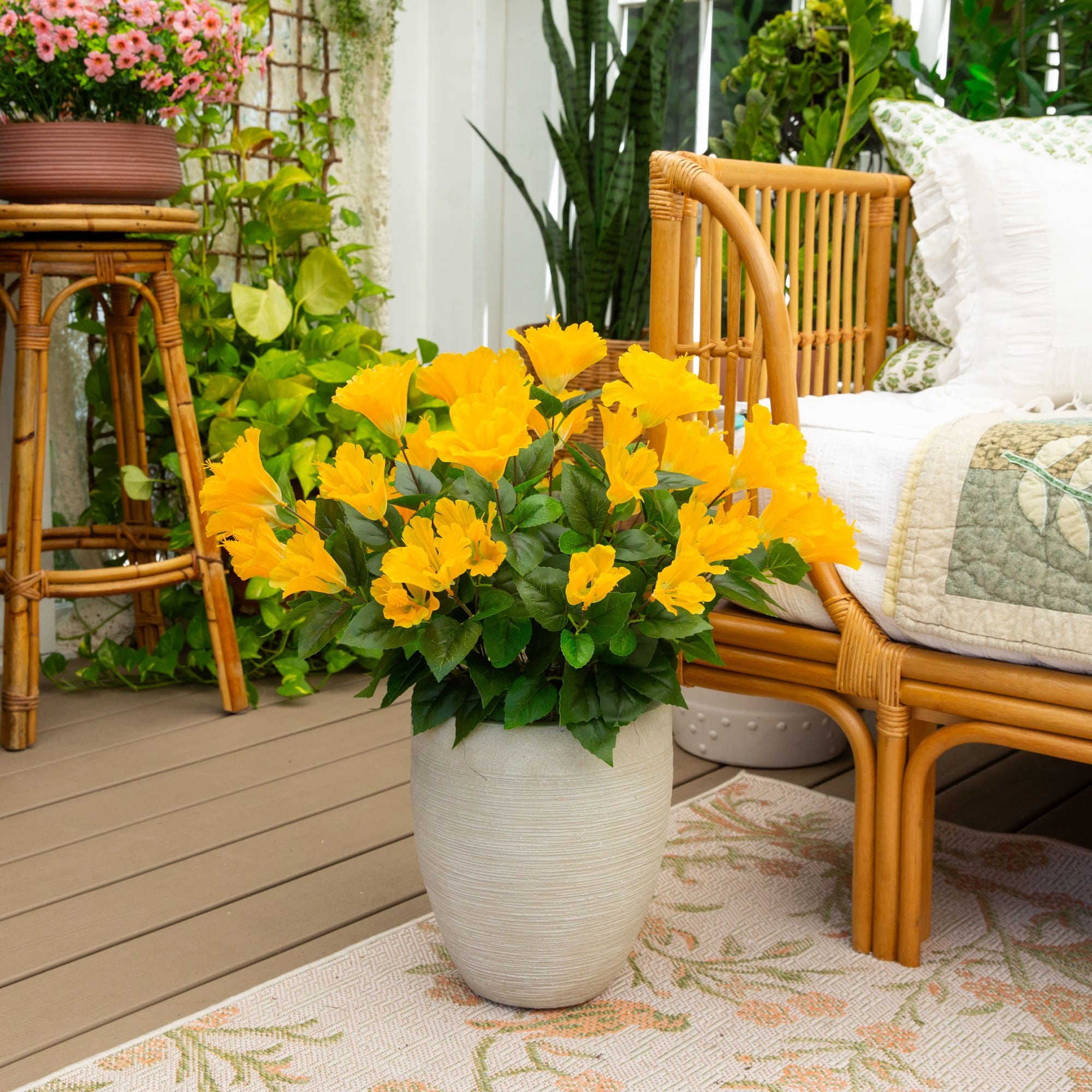 19" UV Resistant Artificial Hibiscus Bushes, 3ct.