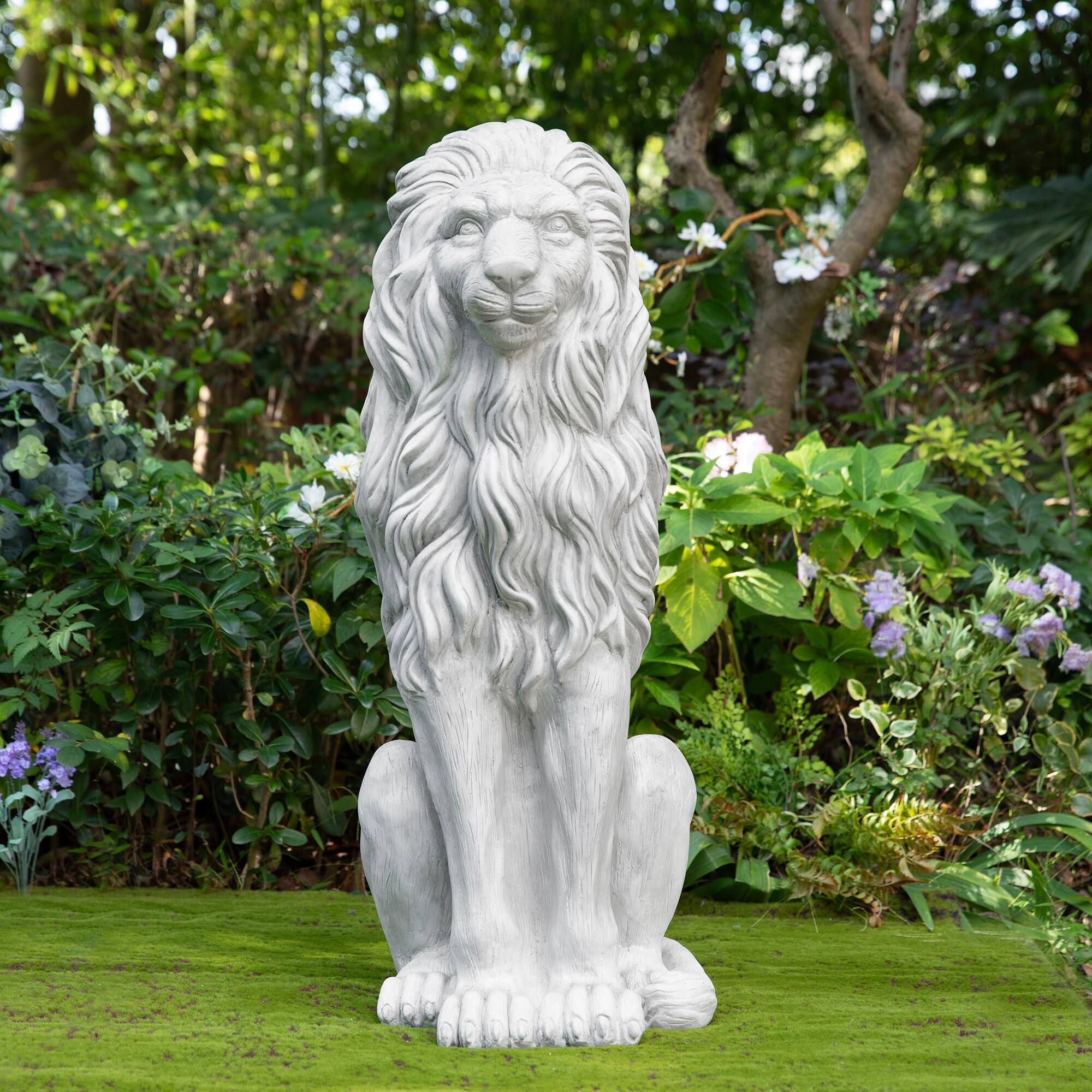 Glitzhome® 36.25" Oversized MGO Guardian Sitting Lion Garden Statue