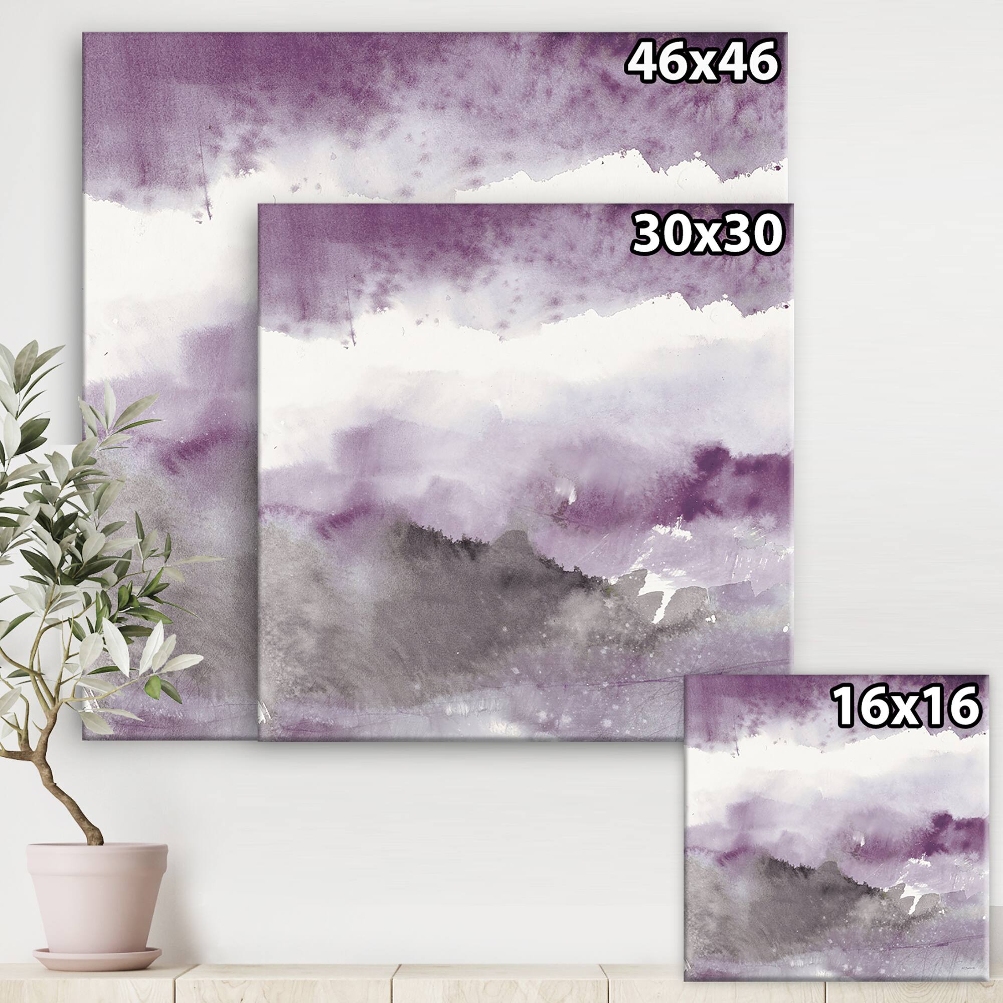 Designart - Midnight at the Lake III Amethyst and Grey