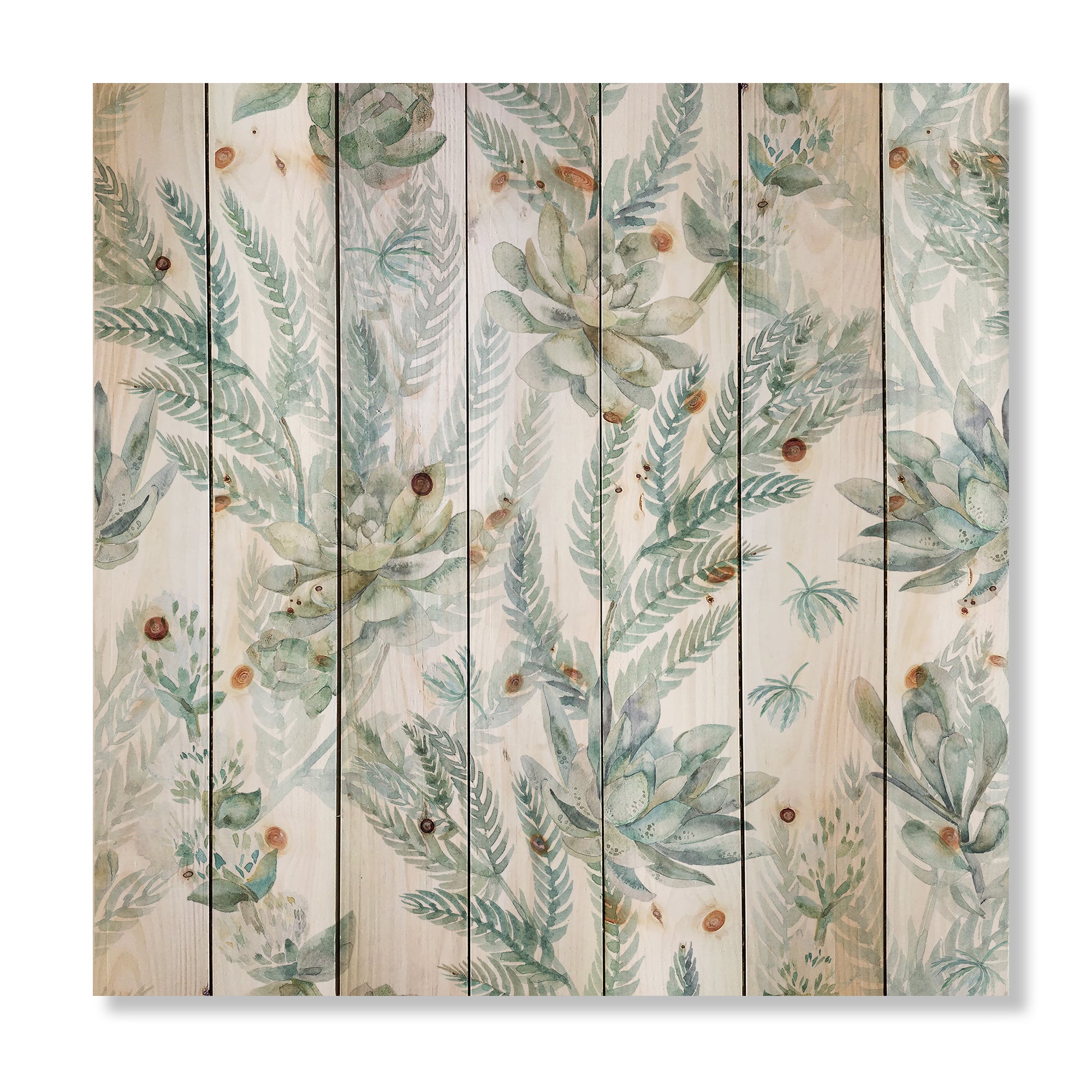 Designart - Floral Seamless Pattern Succulents Ferns Thorns