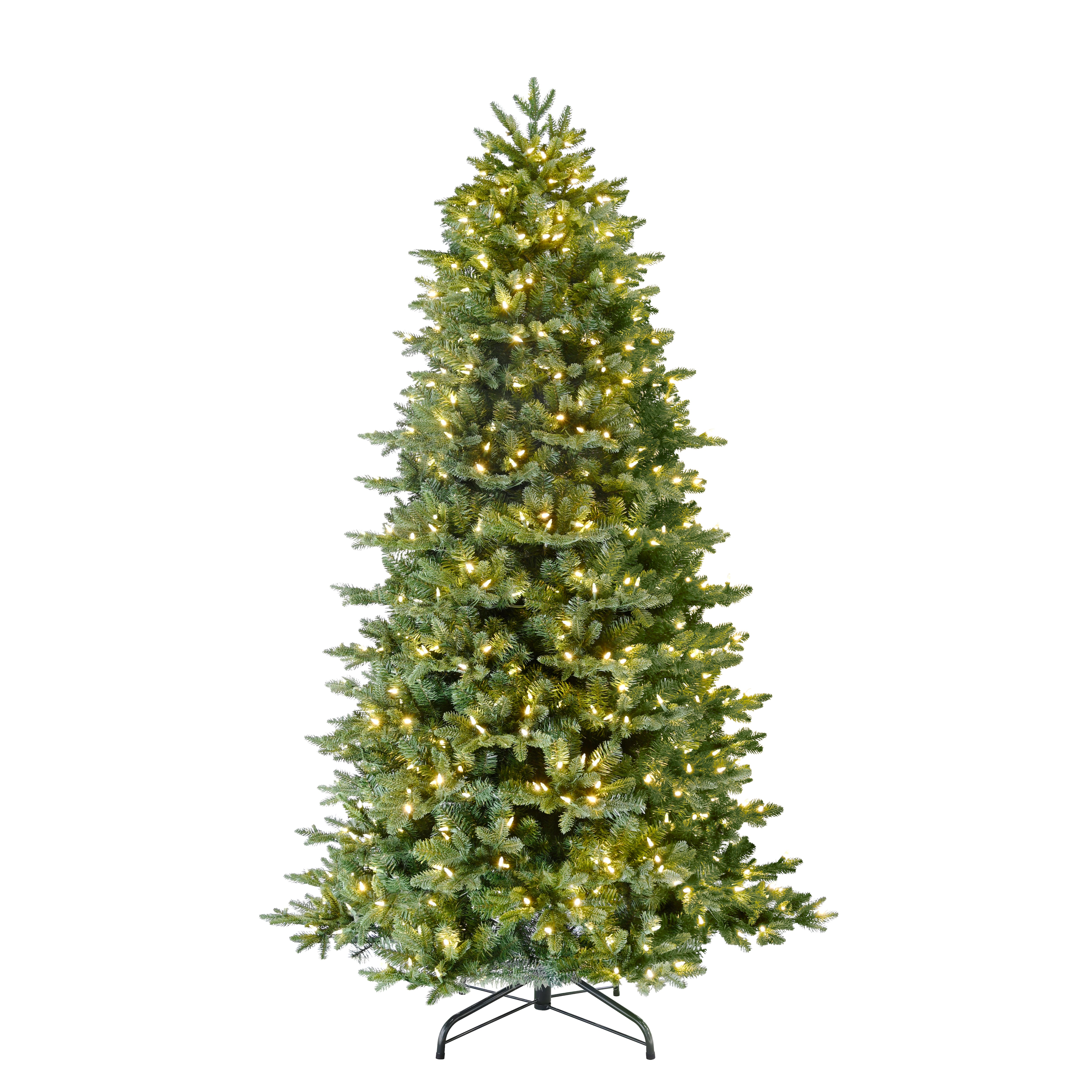 Puleo International 6.5Ft Pre-Lit Slim Noble Fir Artificial Christmas Tree, Warm White & Multicolor LED Lights in Green | 6.5 ft | Michaels®