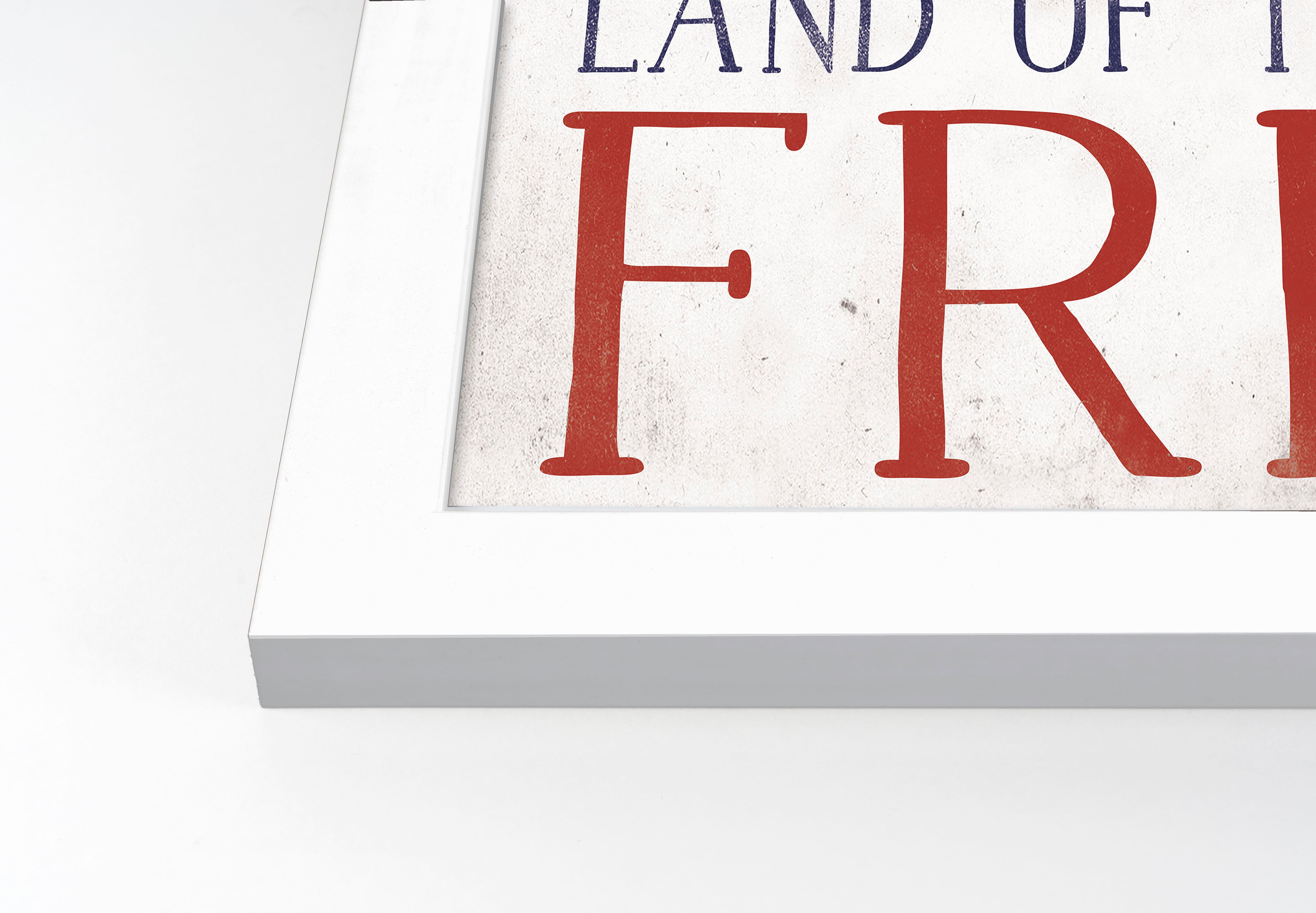 Land of the Free White Framed Print Under Plexiglass