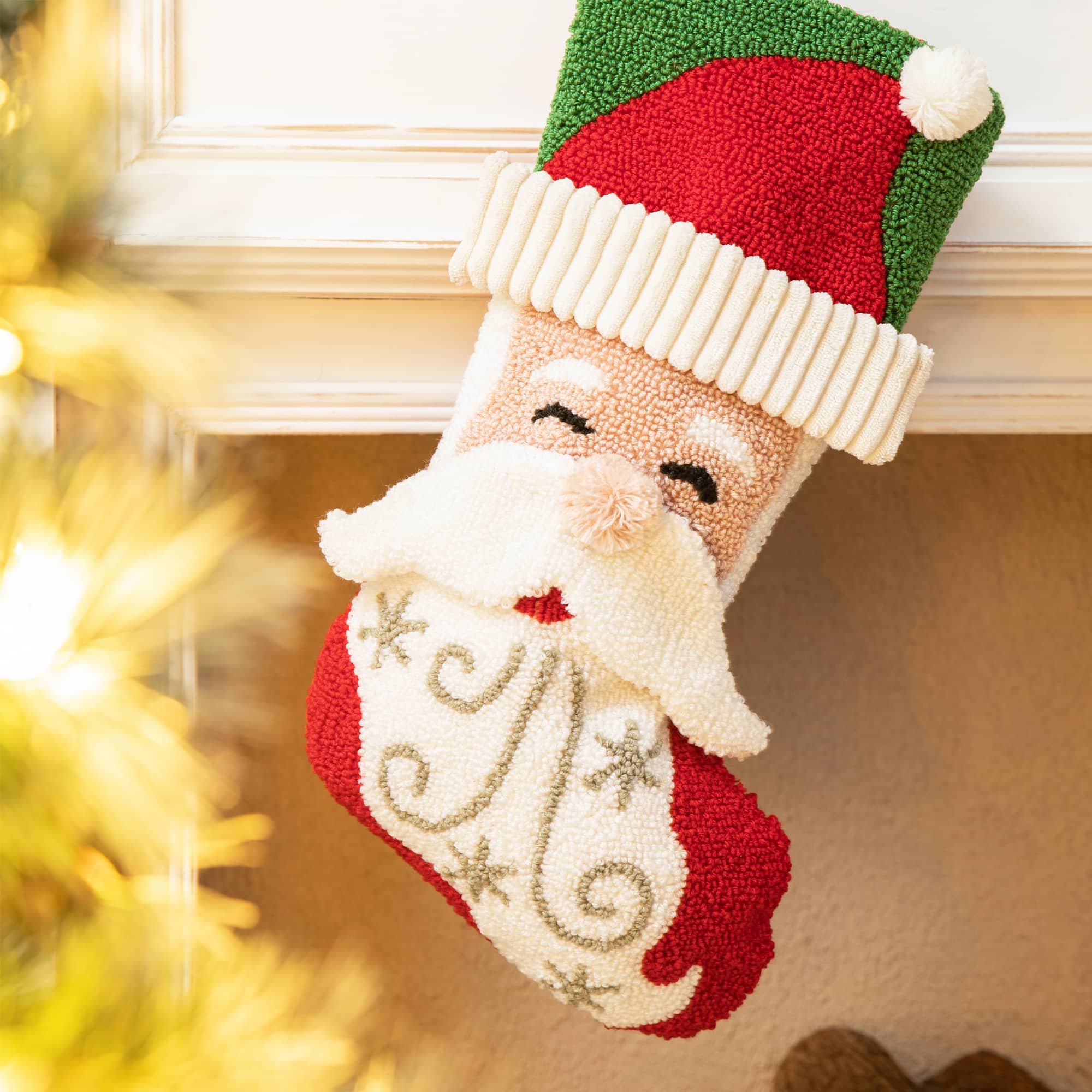 Glitzhome® 20.5" Santa Hooked Stocking