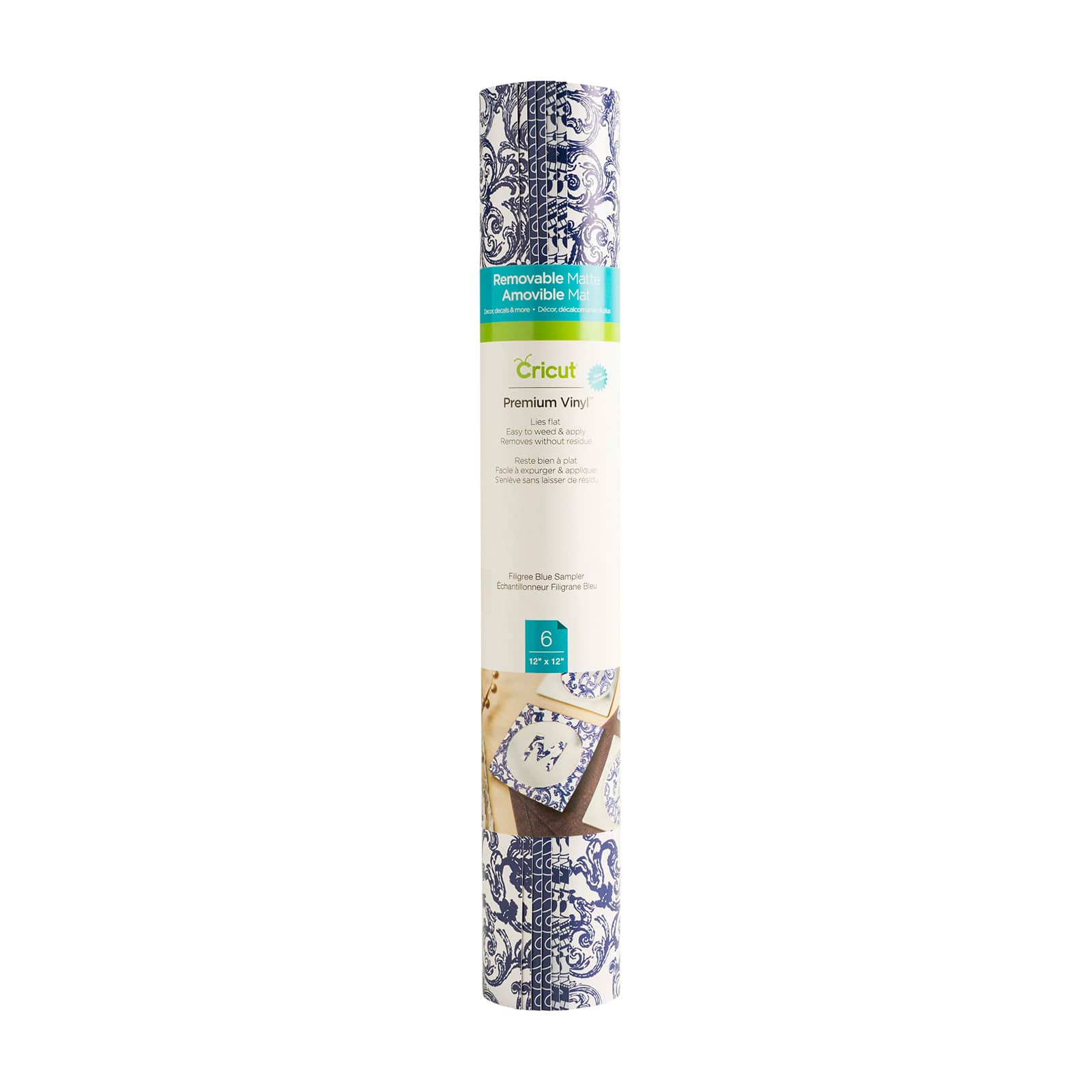 Cricut® Filigree Patterned Premium Vinyl™ Blue Removable Sampler