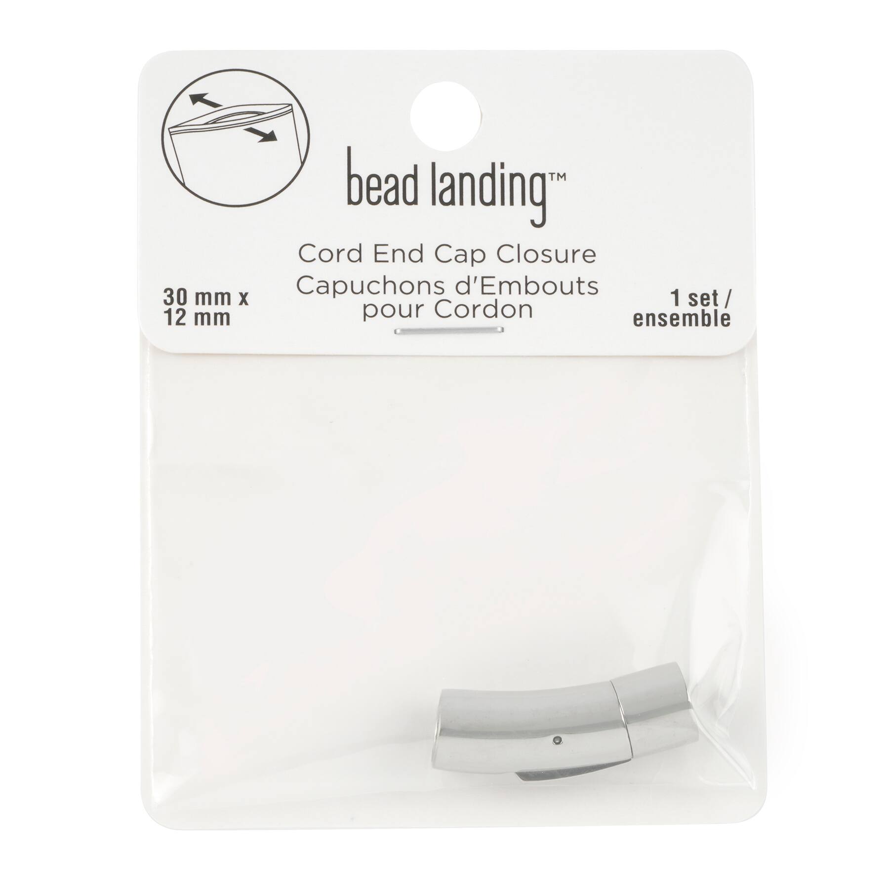 Rhodium Cord End Cap Closure Set by Bead Landing™