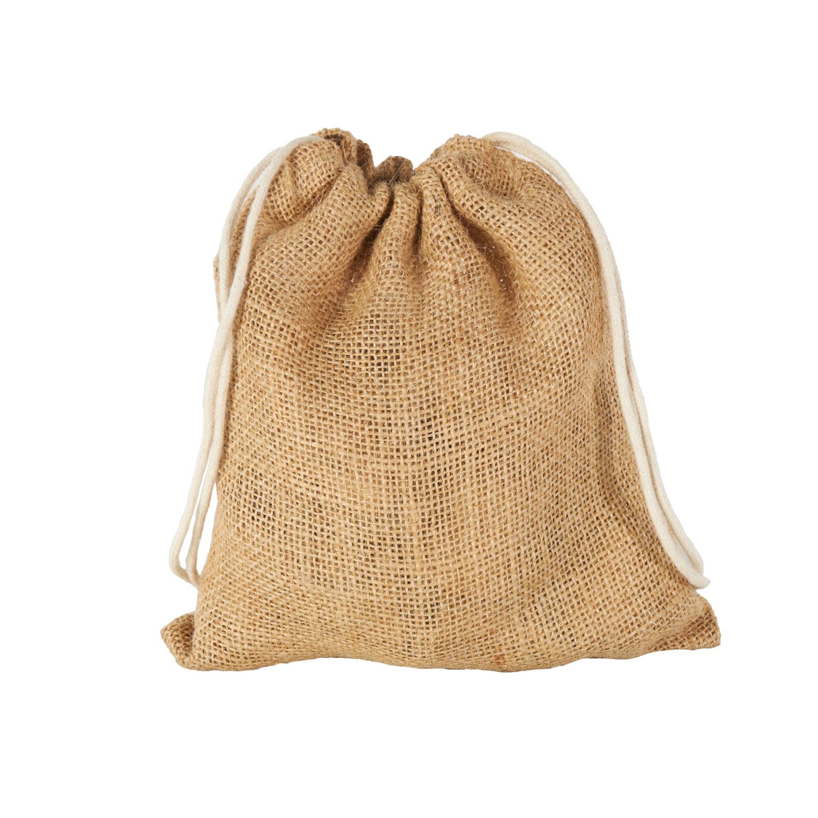 Gold Metal Tibetan-Inspired Decorative Bells with Jute Rope and Canvas Drawstring Tote Set