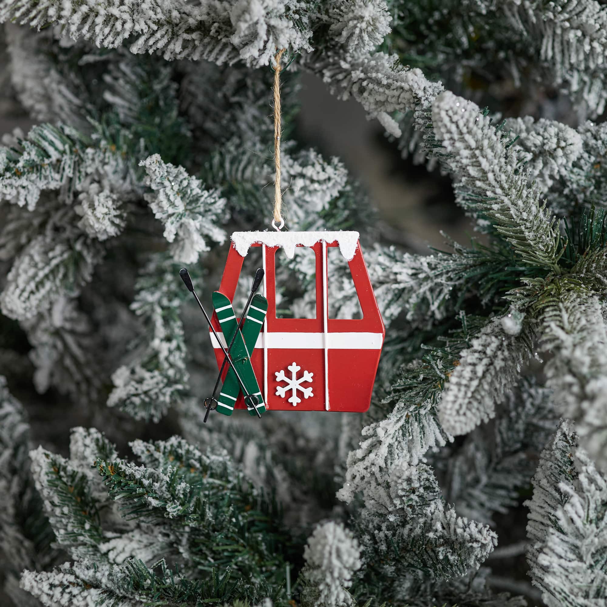 Red & White Metal Gondola Christmas Ornaments, 12ct.