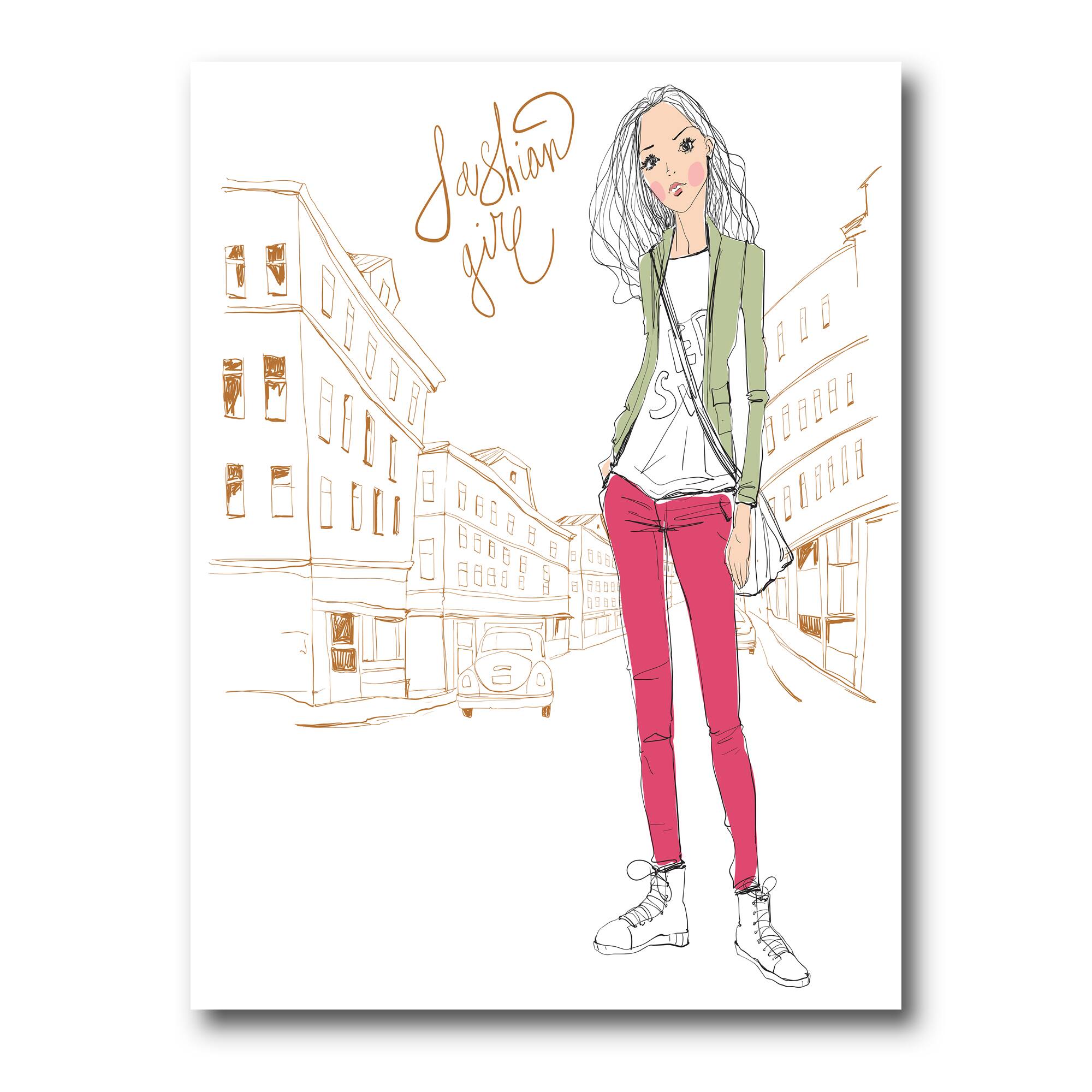 Designart - Trendy Fashion Girl II