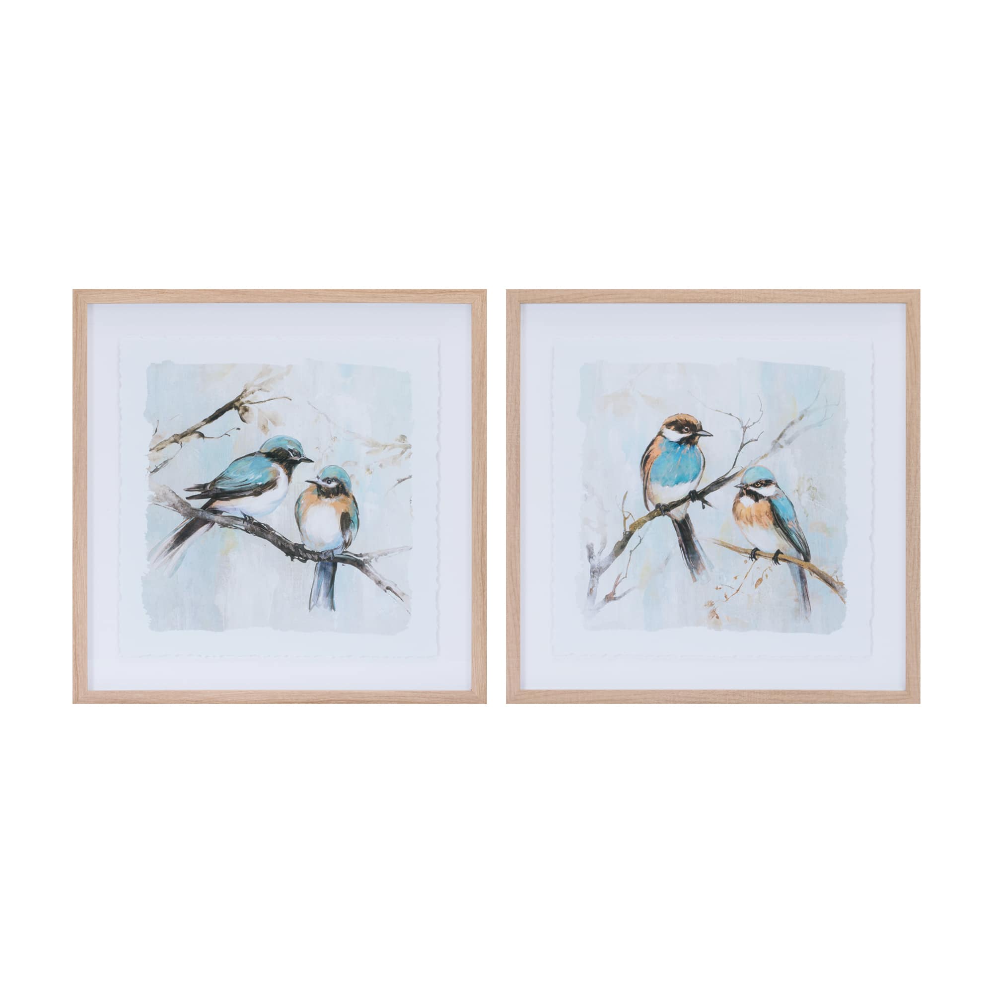 21" x 21" Framed Bird Couple Wall Print Set
