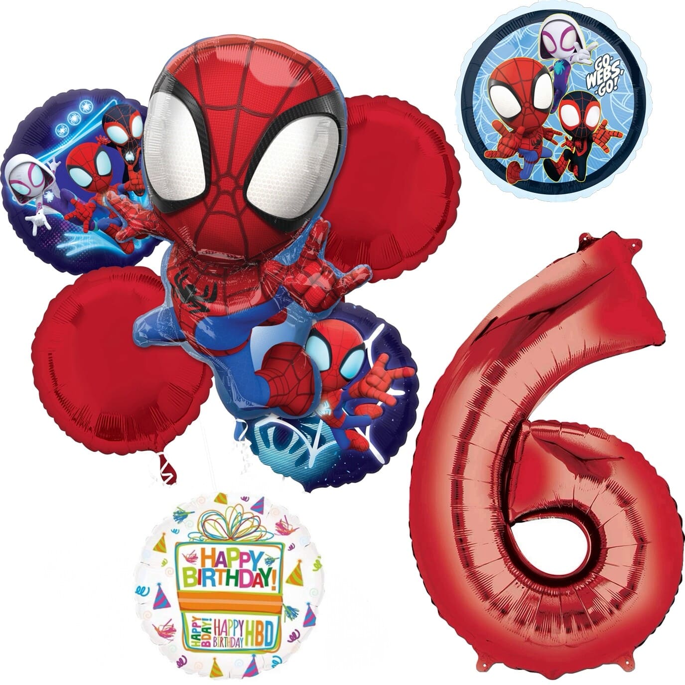 Spidey and Friends Birthday 8-Piece Foil Balloon Bouquet