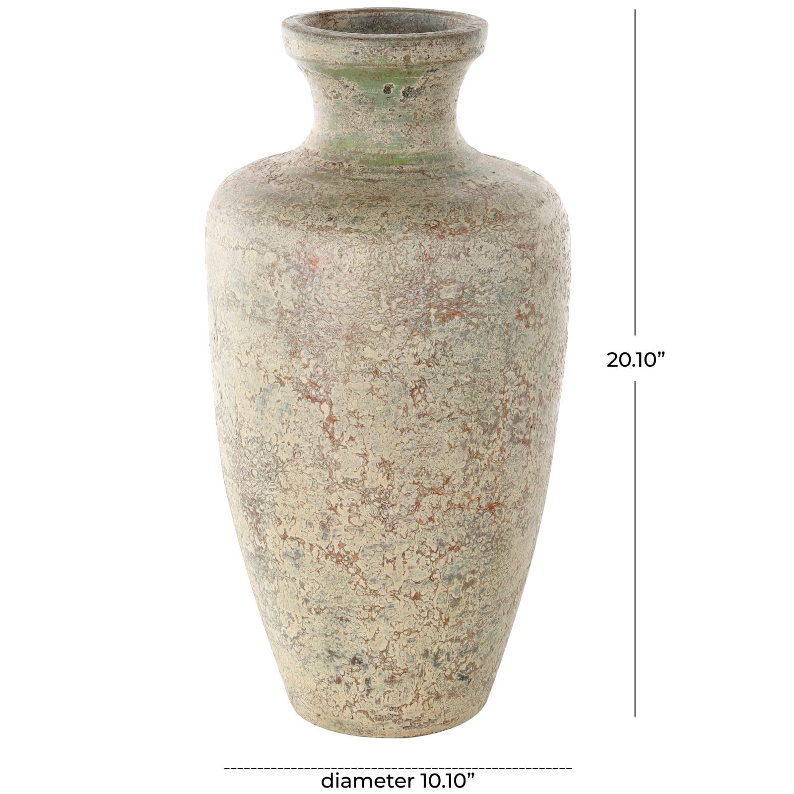 Brown Ceramic Vase with Green Accents
