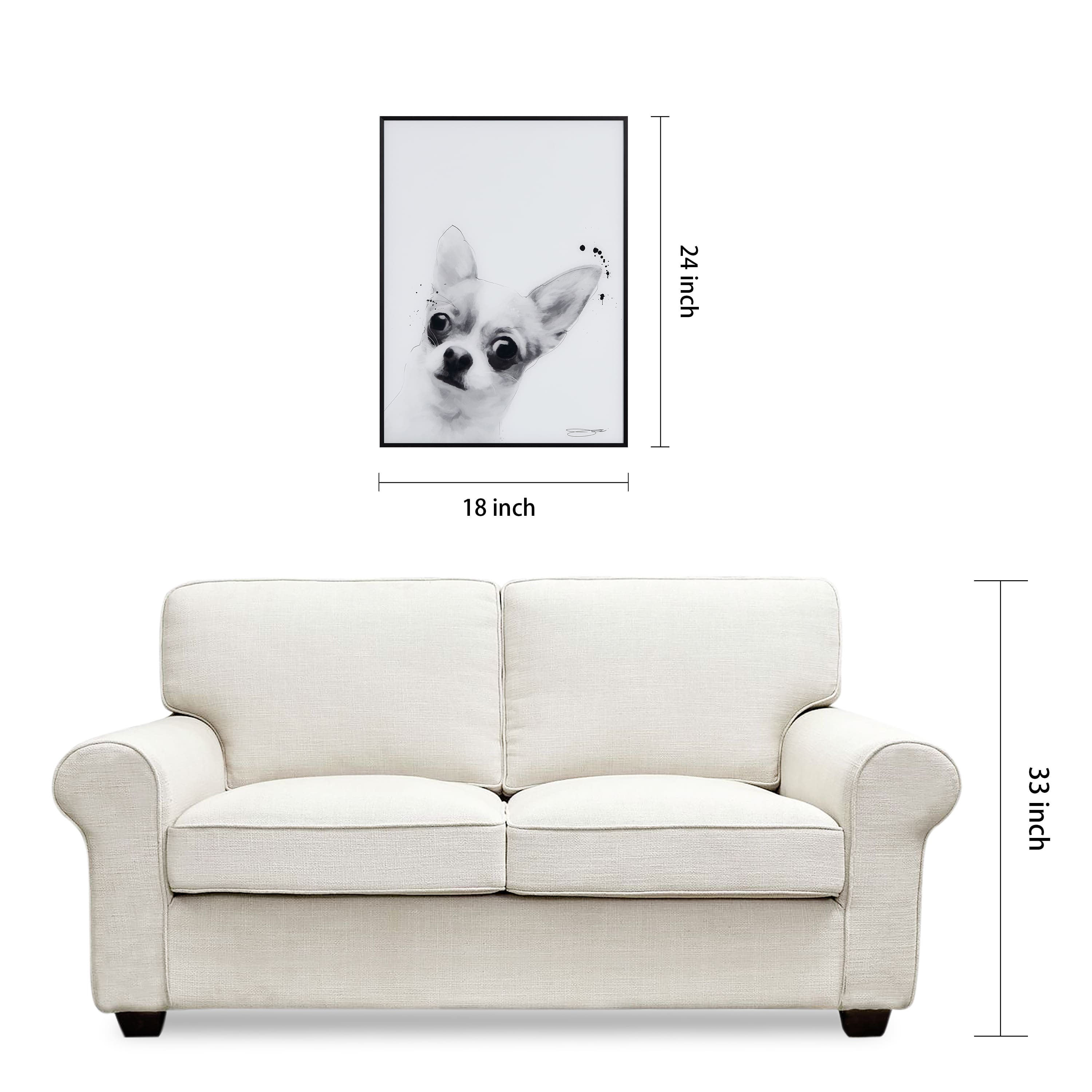 Empire Art Direct 24" x 18" Black & White Chihuahua Pet Reverse Printed Glass Frame Wall Art