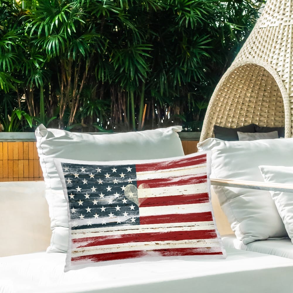 Stupell Industries Heart Of America Flag Outdoor Printed Pillow