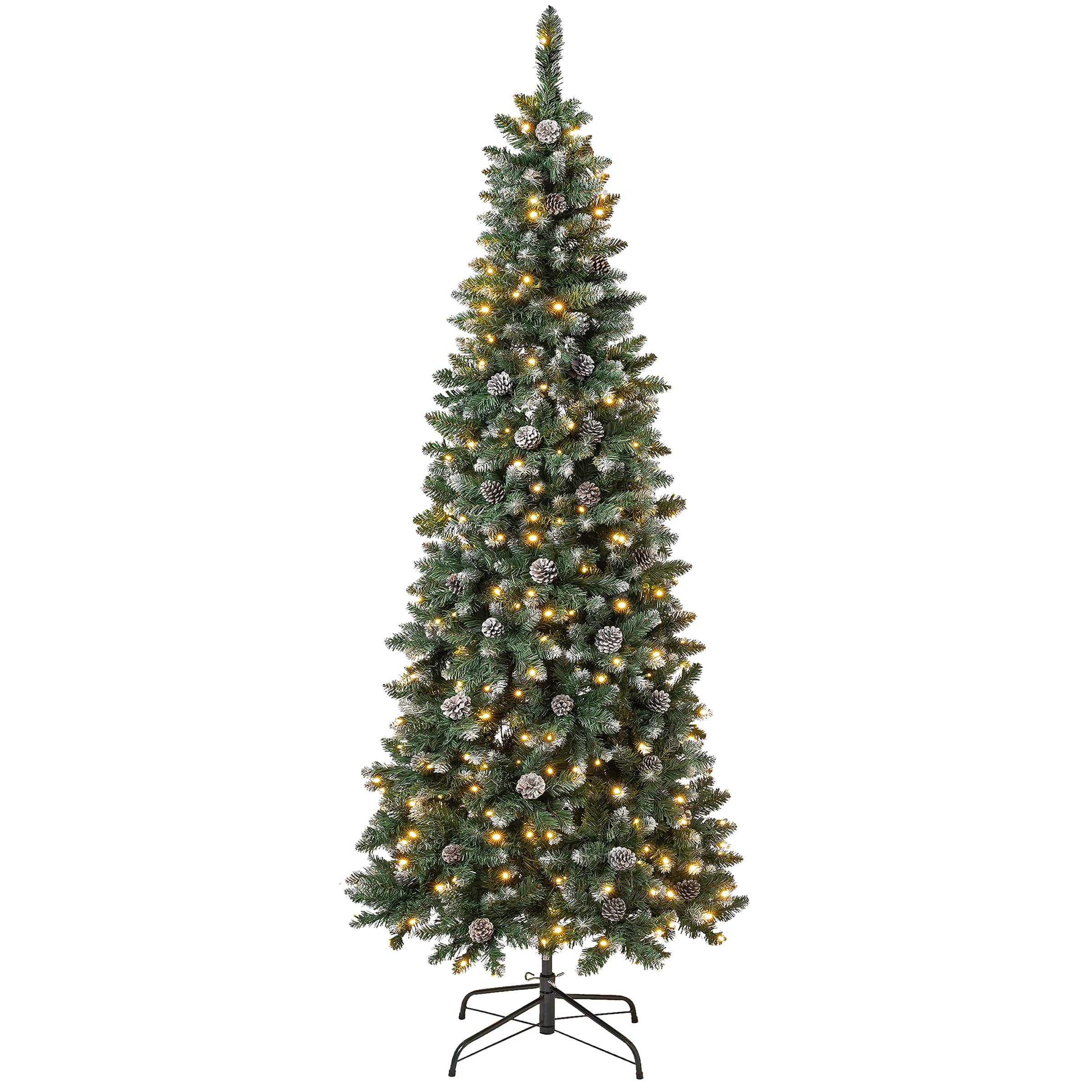 7.5 ft. Pre-Lit Feel Real® Flocked Oakley Hills Artificial Christmas Tree, Warm White LED Lights