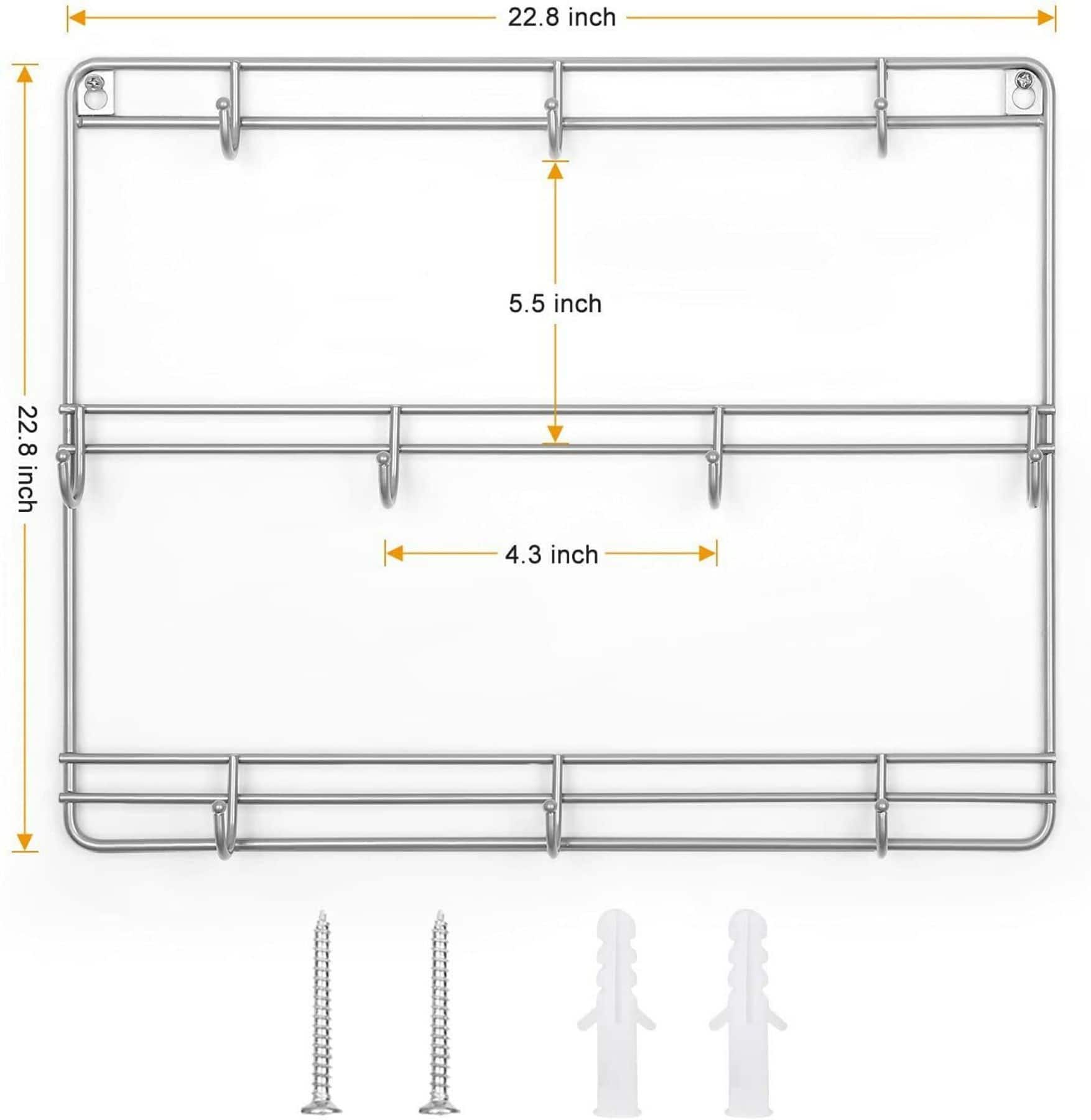 NEX™ Silver 3-Tier Metal Wall Mounted Coffee Cup Holder Set