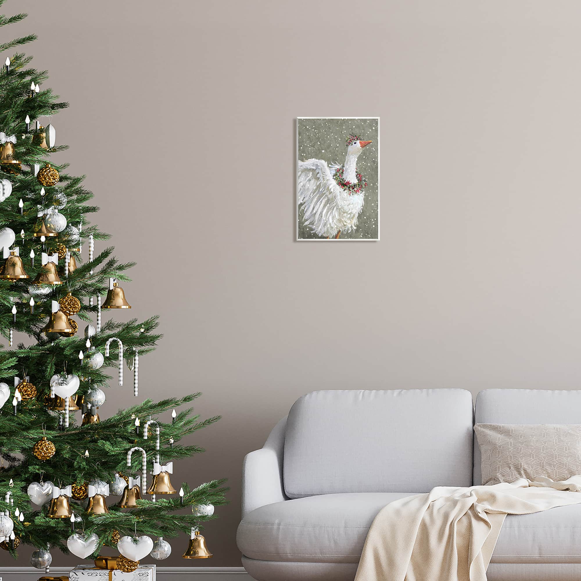 Stupell Industries Winter Goose Seasonal Botanicals Wall Plaque Art