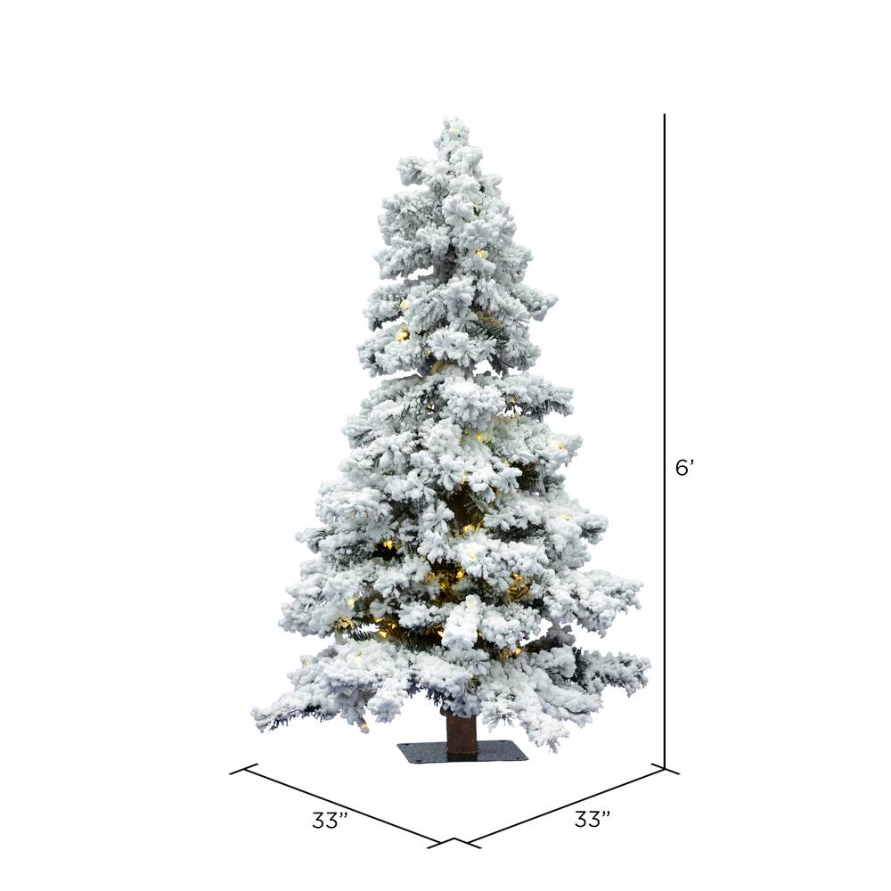 6ft. Pre-Lit Flocked Spruce Artificial Christmas Tree, Warm White Dura-Lit™ LED Lights