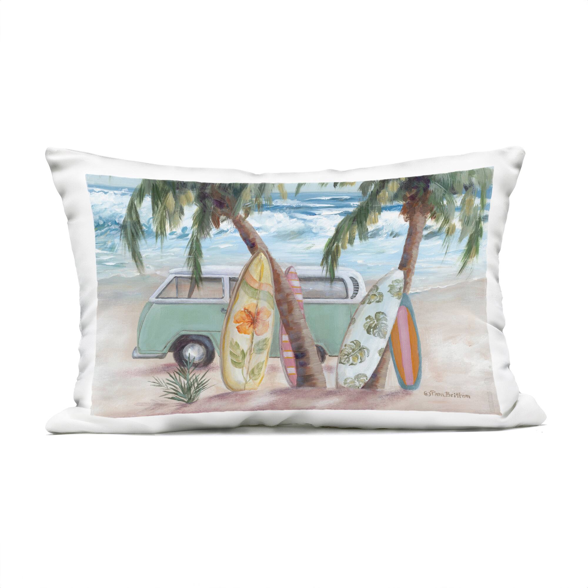 Stupell Industries 14" x 20" Surfboards in Tropical Scene Outdoor Print Throw Pillow