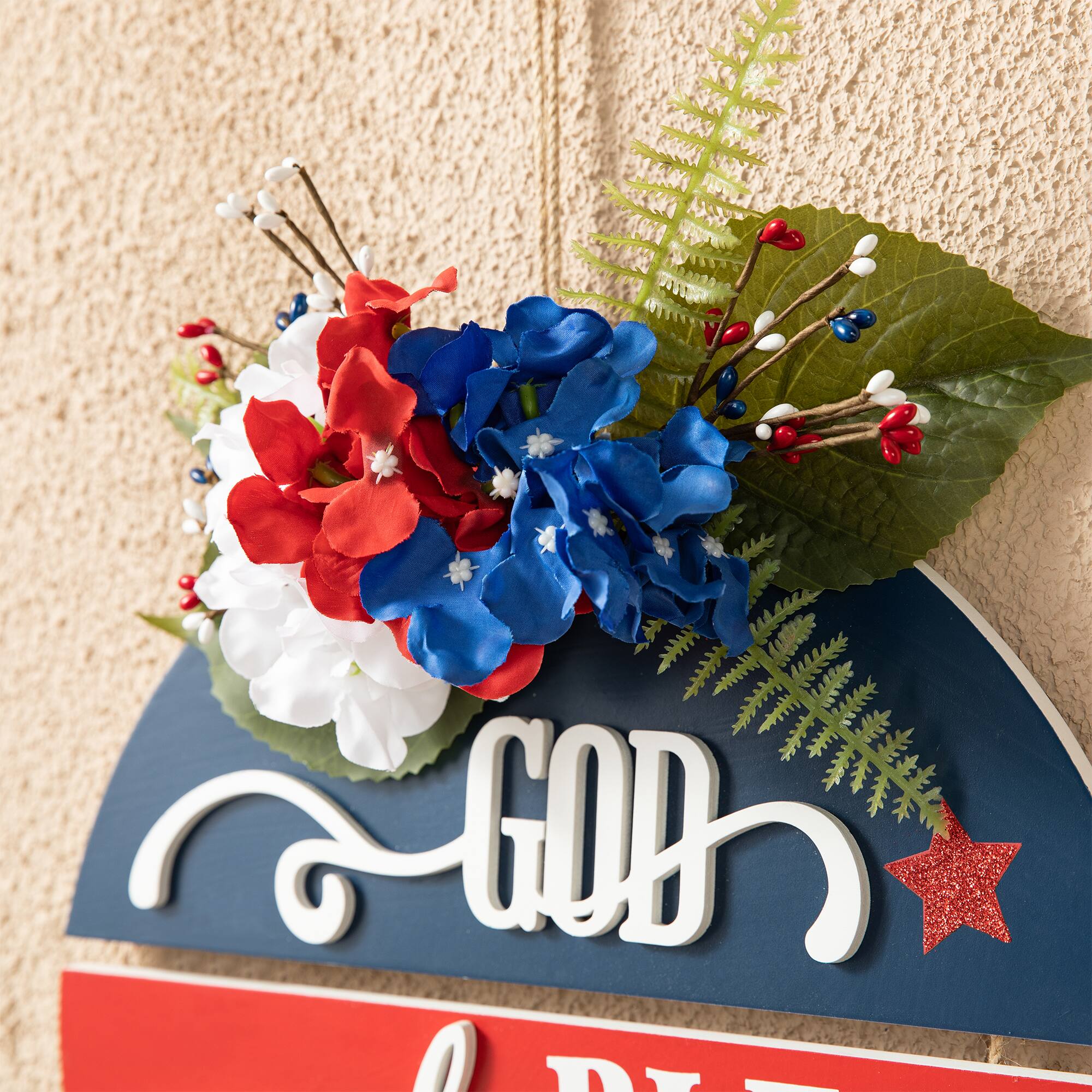 Glitzhome® 14" God Bless America Round Sign