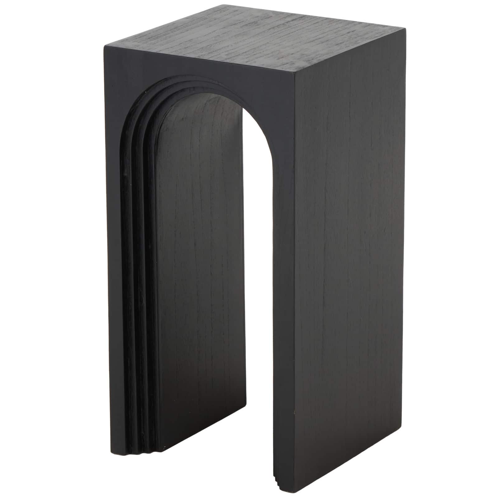 12" x 24" Black Wood Cutout Arch Side End Accent Table