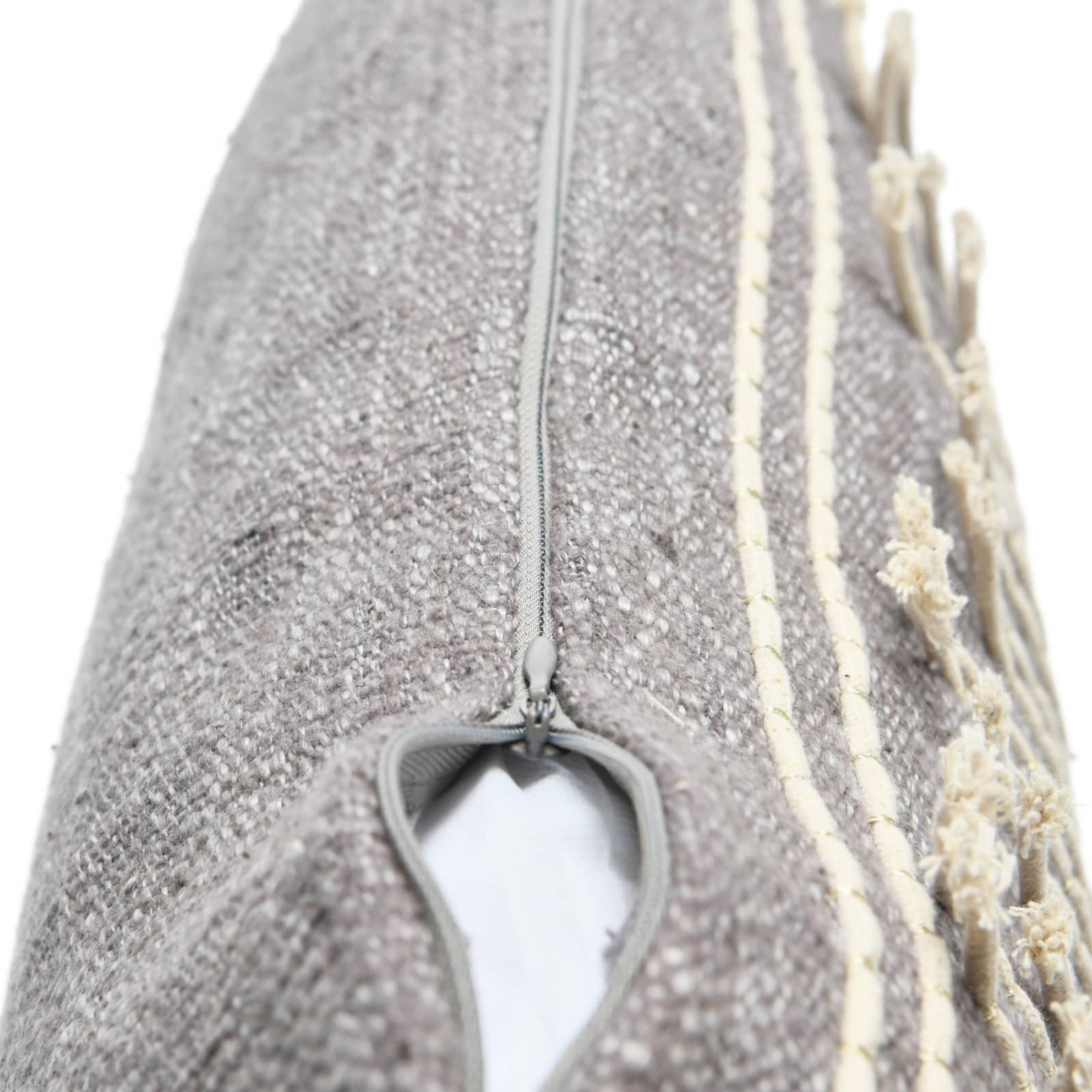Appliqued Rope & Metallic Embroidery Cotton Lumbar Pillow