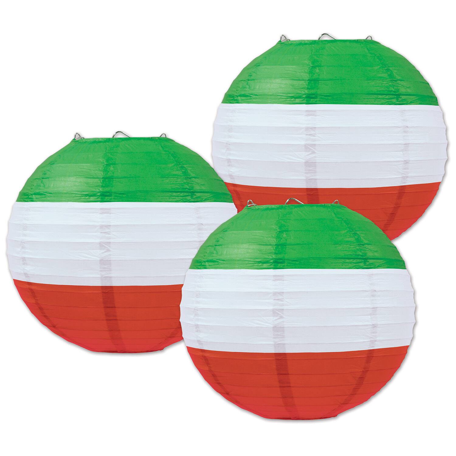 Beistle 9.5" Red, White & Green Paper Lanterns, 3ct. | Michaels®