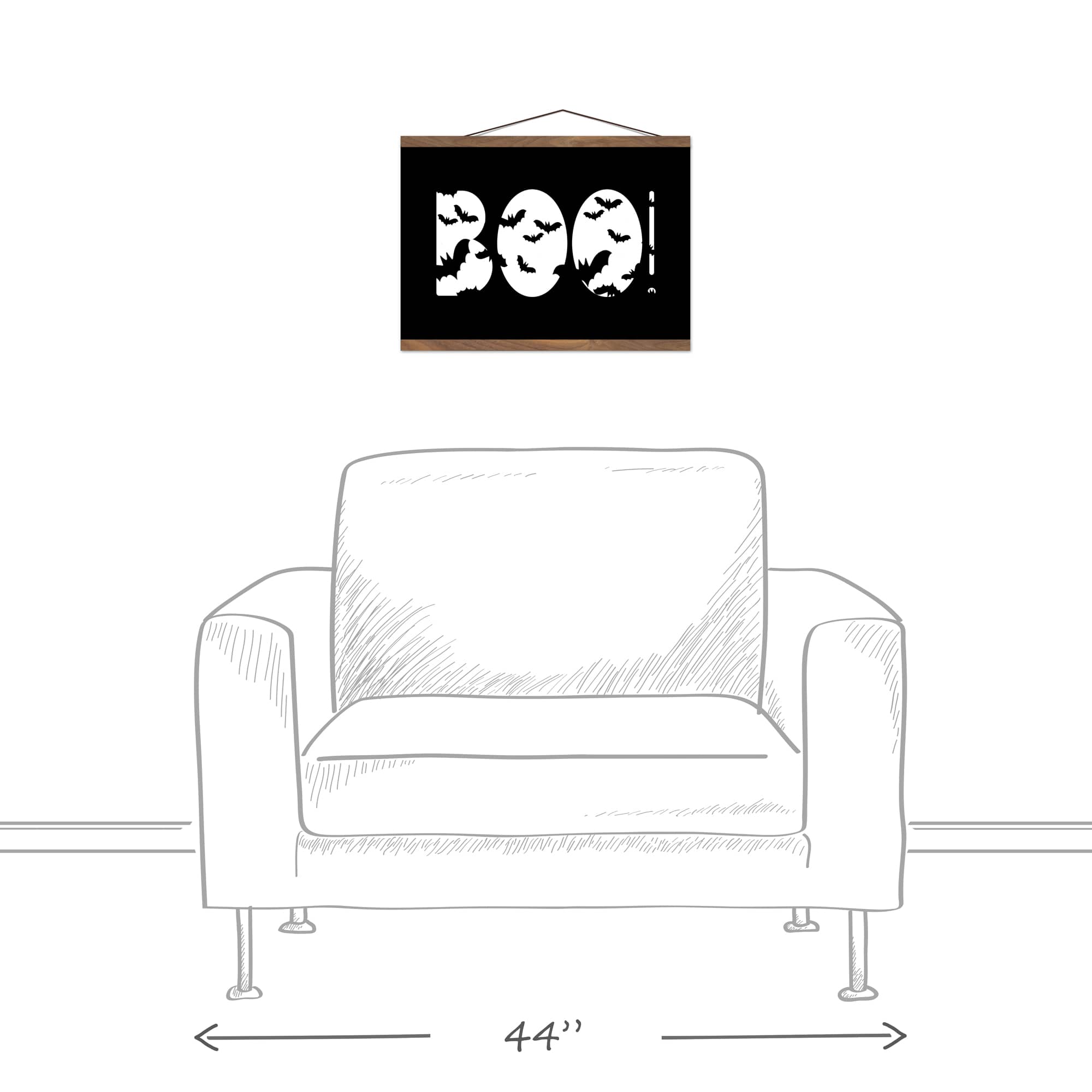 Boo Bats 12" x 18" Teak Hanging Canvas