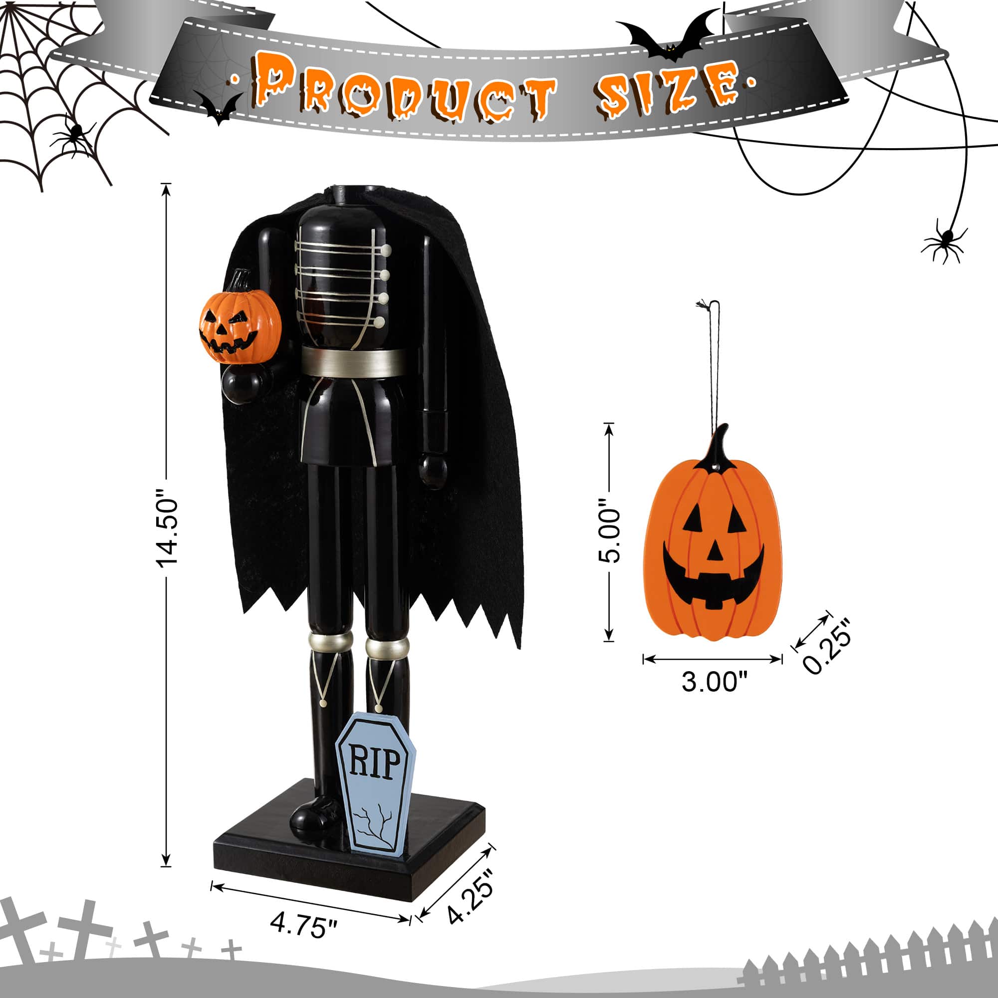 Glitzhome® 14.5" Halloween Wood Headless Horseman with Ornament Nutcracker
