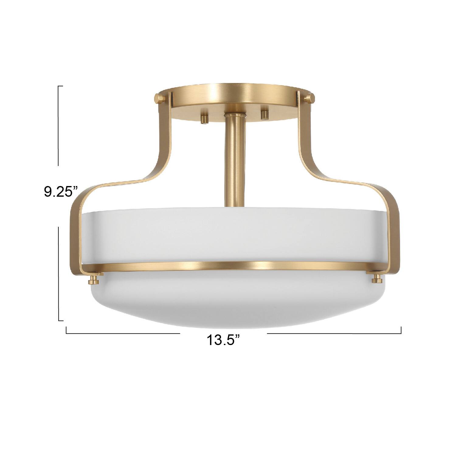 Hello Honey® Chatsworth White & Gold Etched Opal Glass & Metal Semi-Flush Mount Ceiling Light