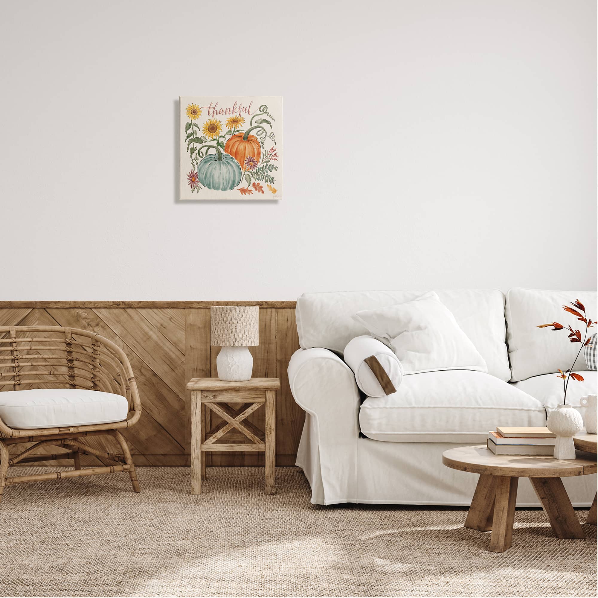 Stupell Industries Autumn Botanical Thankful Nature Canvas Wall Art
