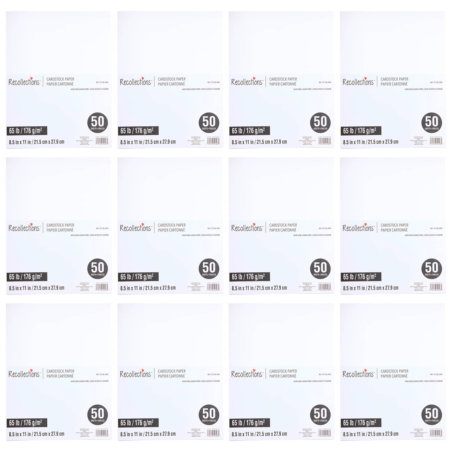 12 Packs: 50 ct. (600 total) 8.5" x 11" Cardstock Paper by Recollections™
