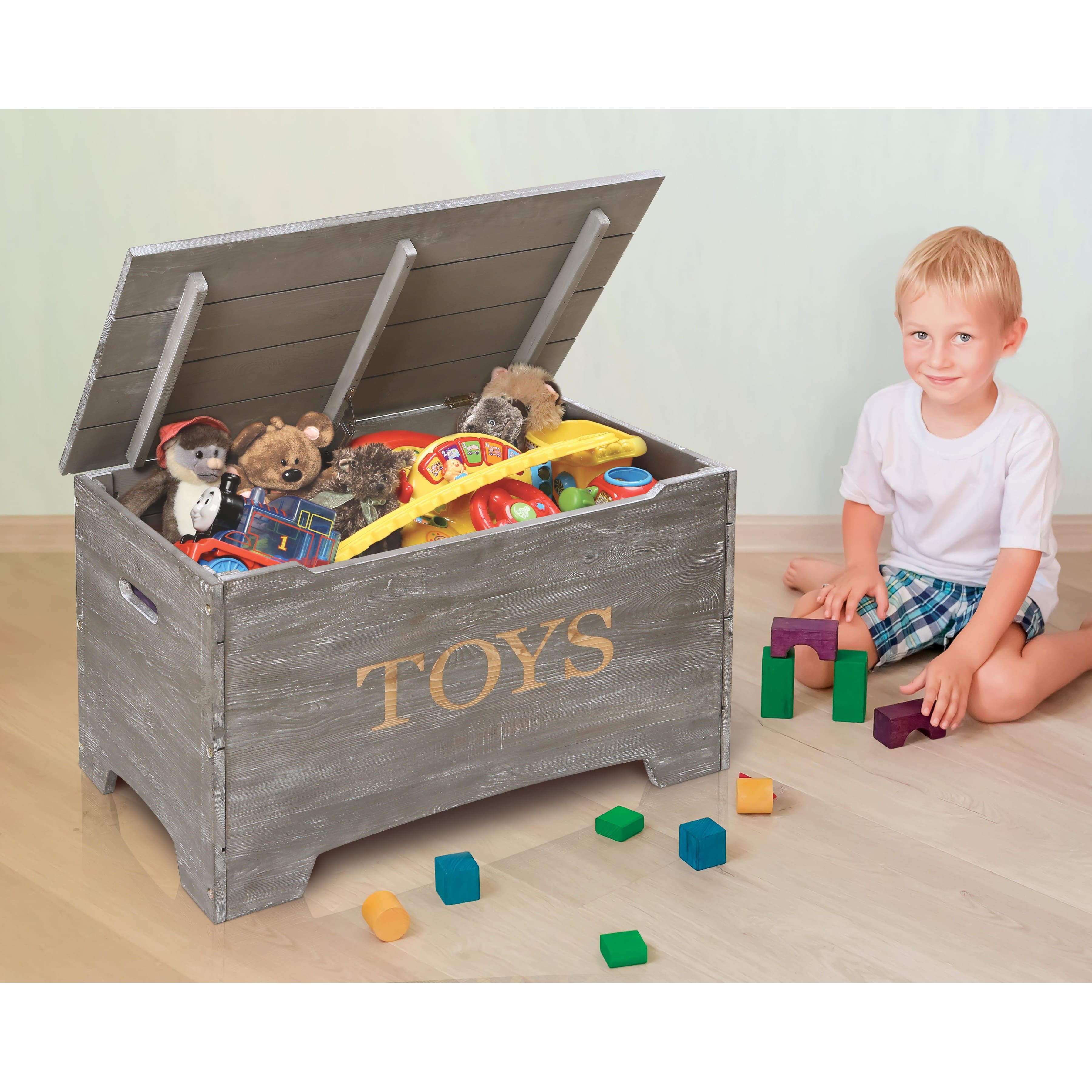 Badger Basket Vintage Gray Solid Wood Rustic Toy Box