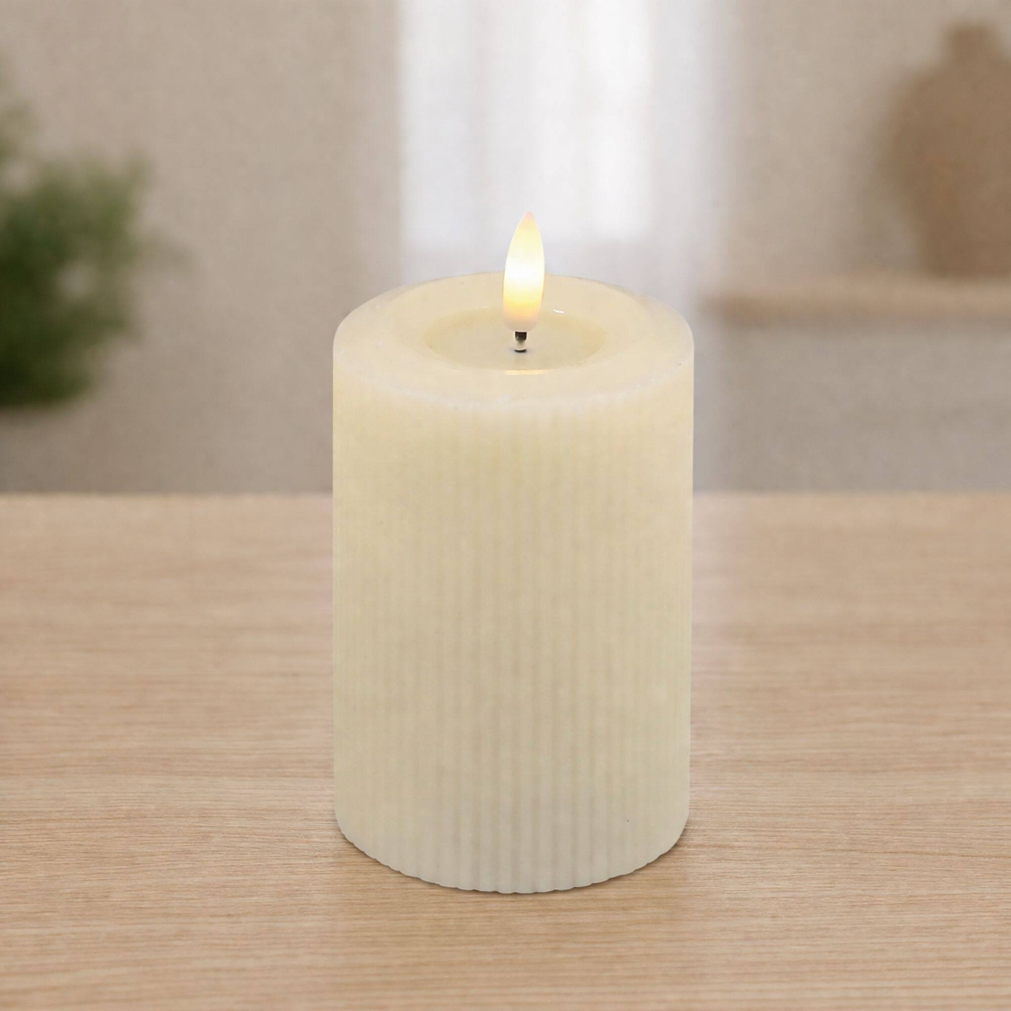 Melrose Beige FIA WICK LED Pillar Candles, 2ct.
