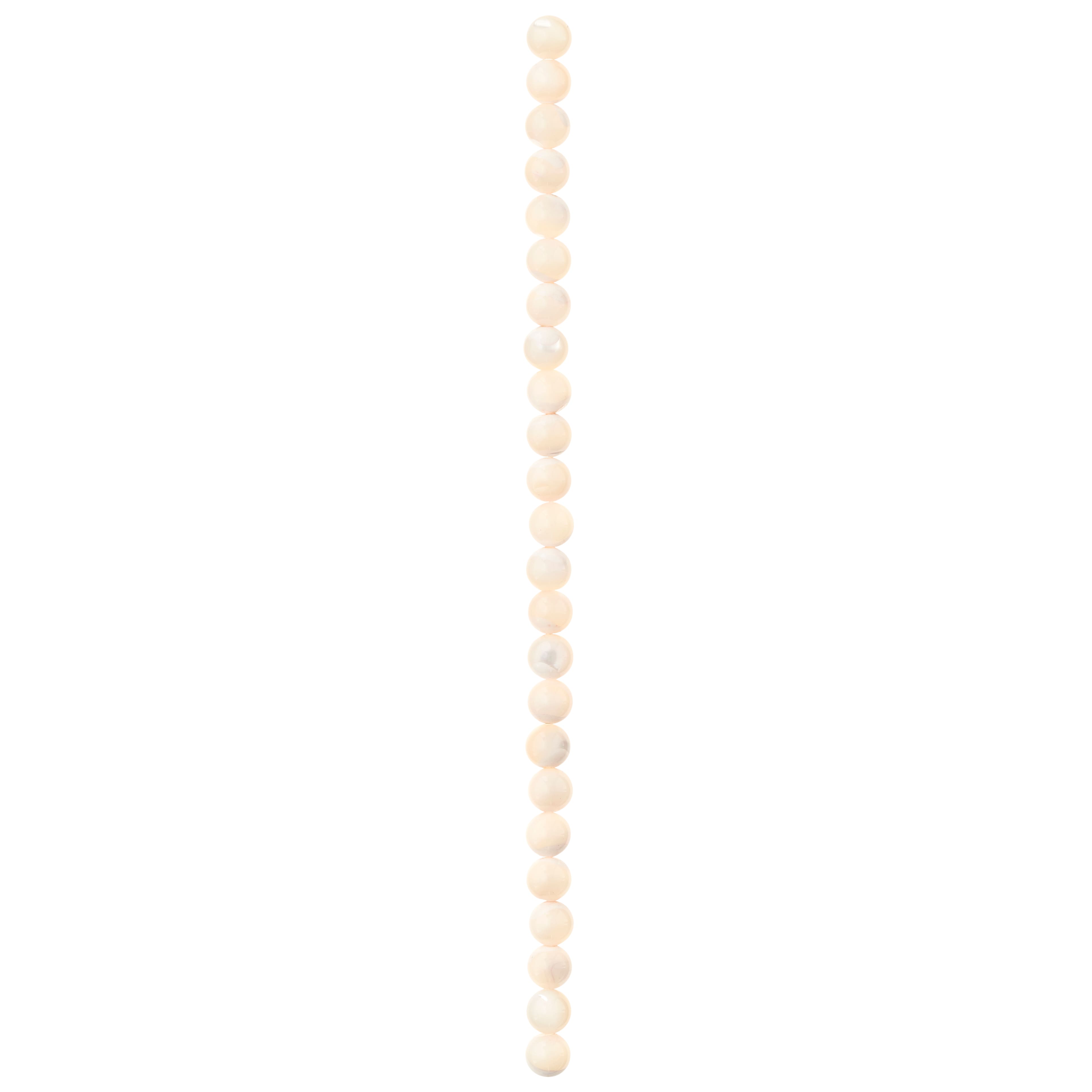 12 Pack: 7mm Light Pink Mother of Pearl Round Beads by Bead Landing™