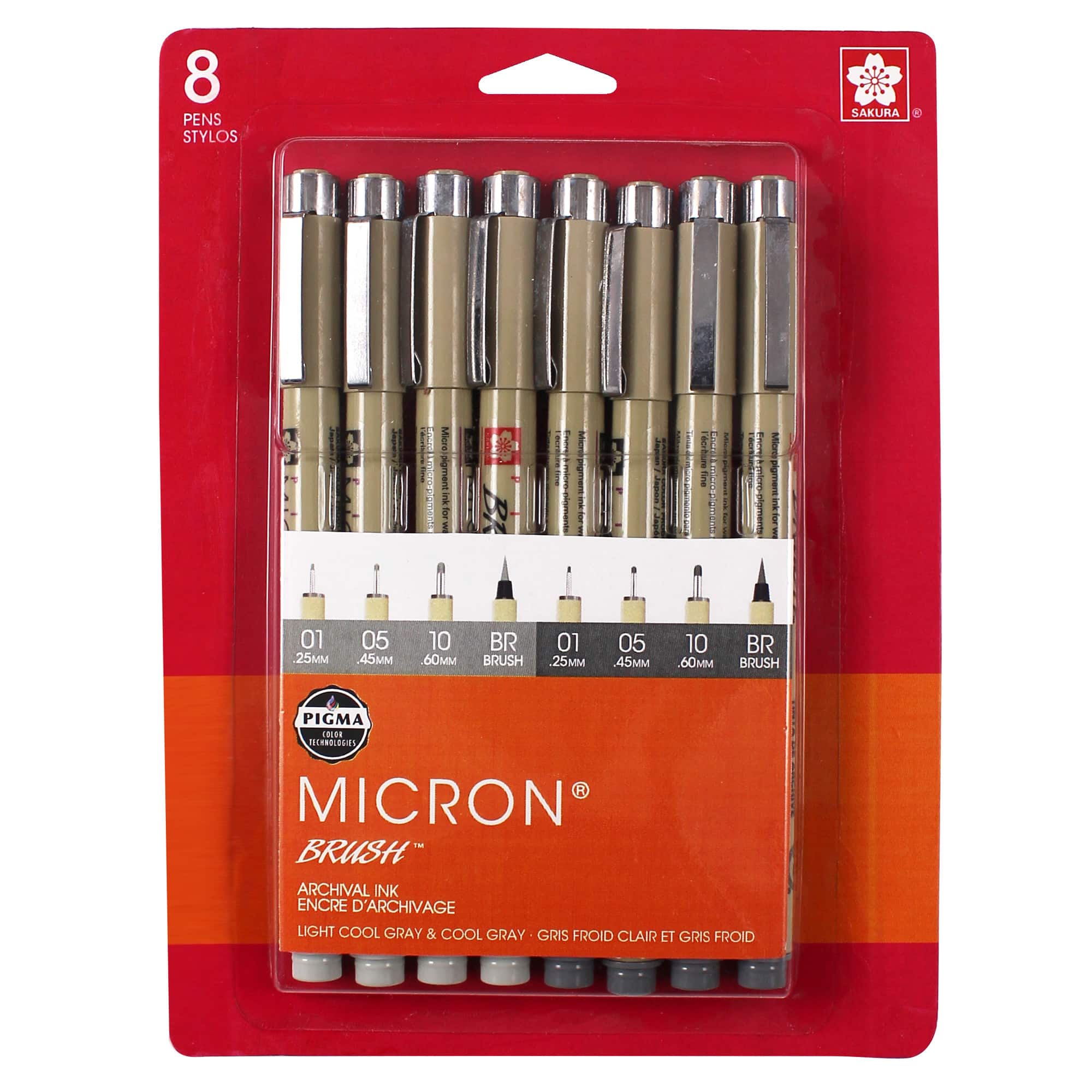 Pigma® Micron® Grays Fine Liner & Brush Pen Set